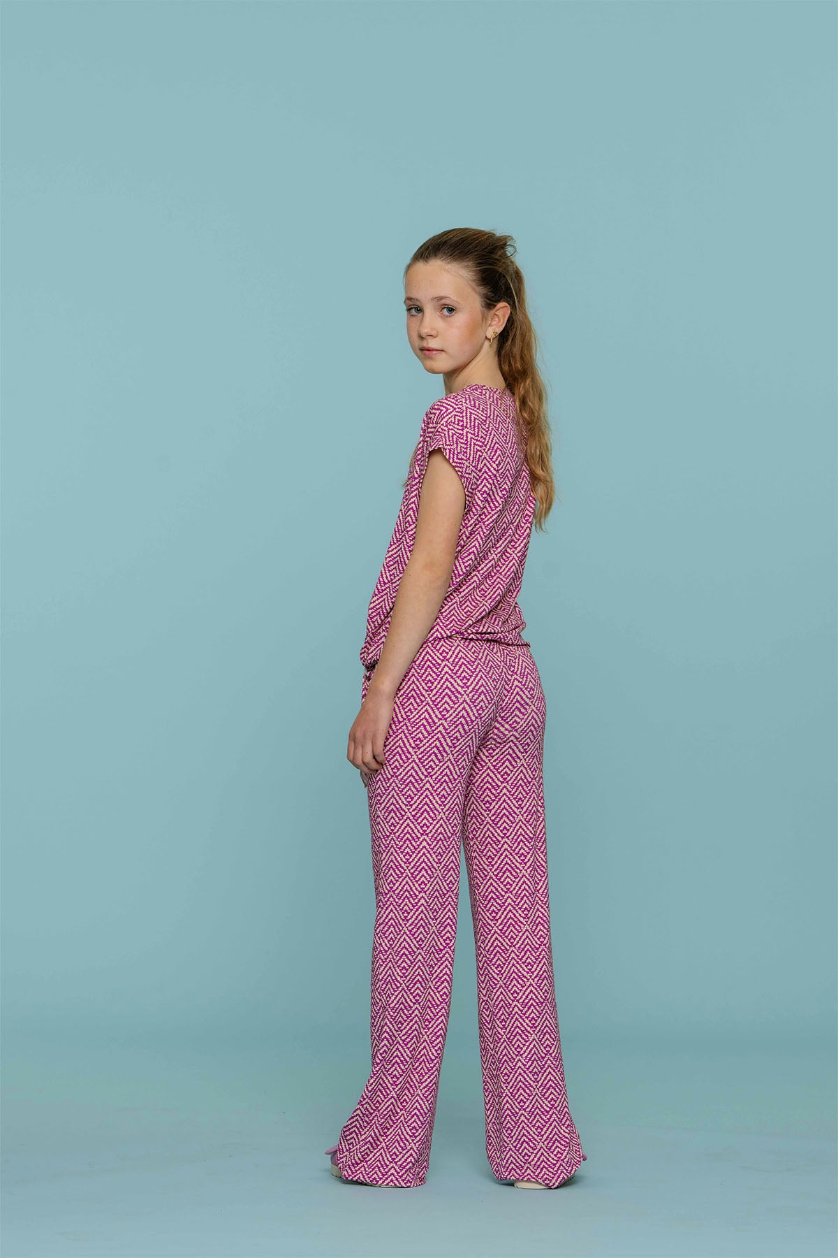 Blok print flared broek