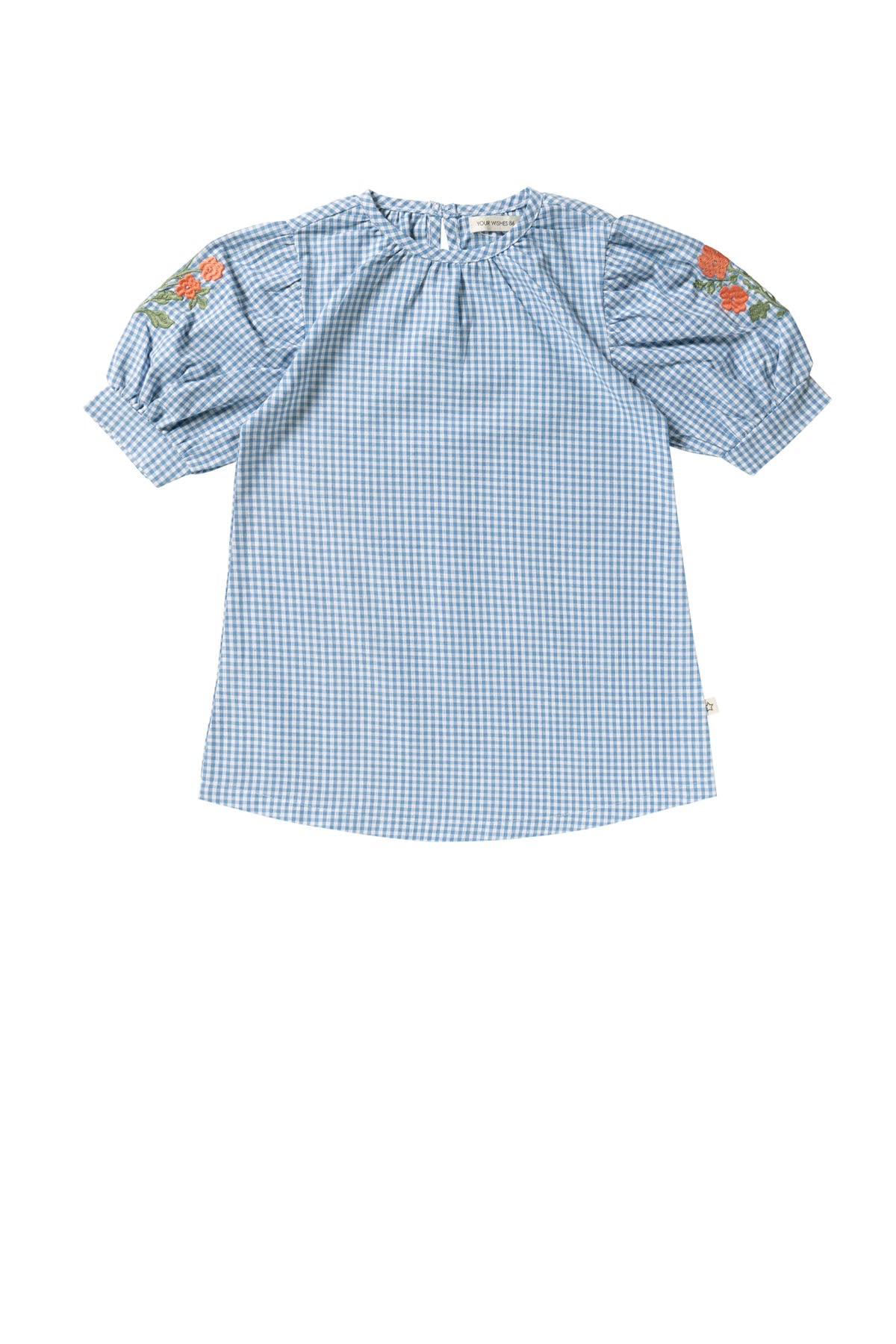 Vichy Blue Puff Sleeve Jurk