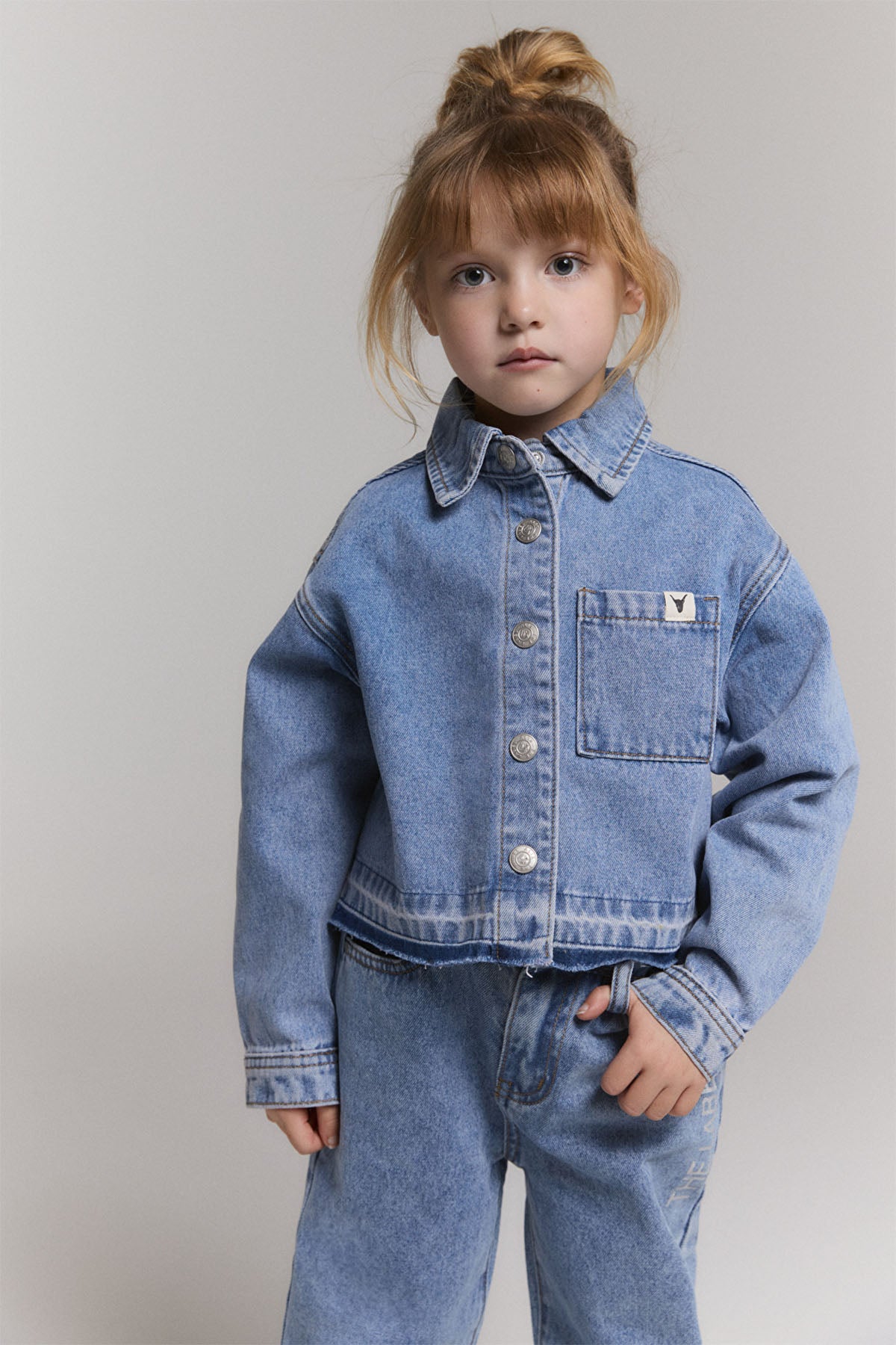 kids woven flowy denim jacket