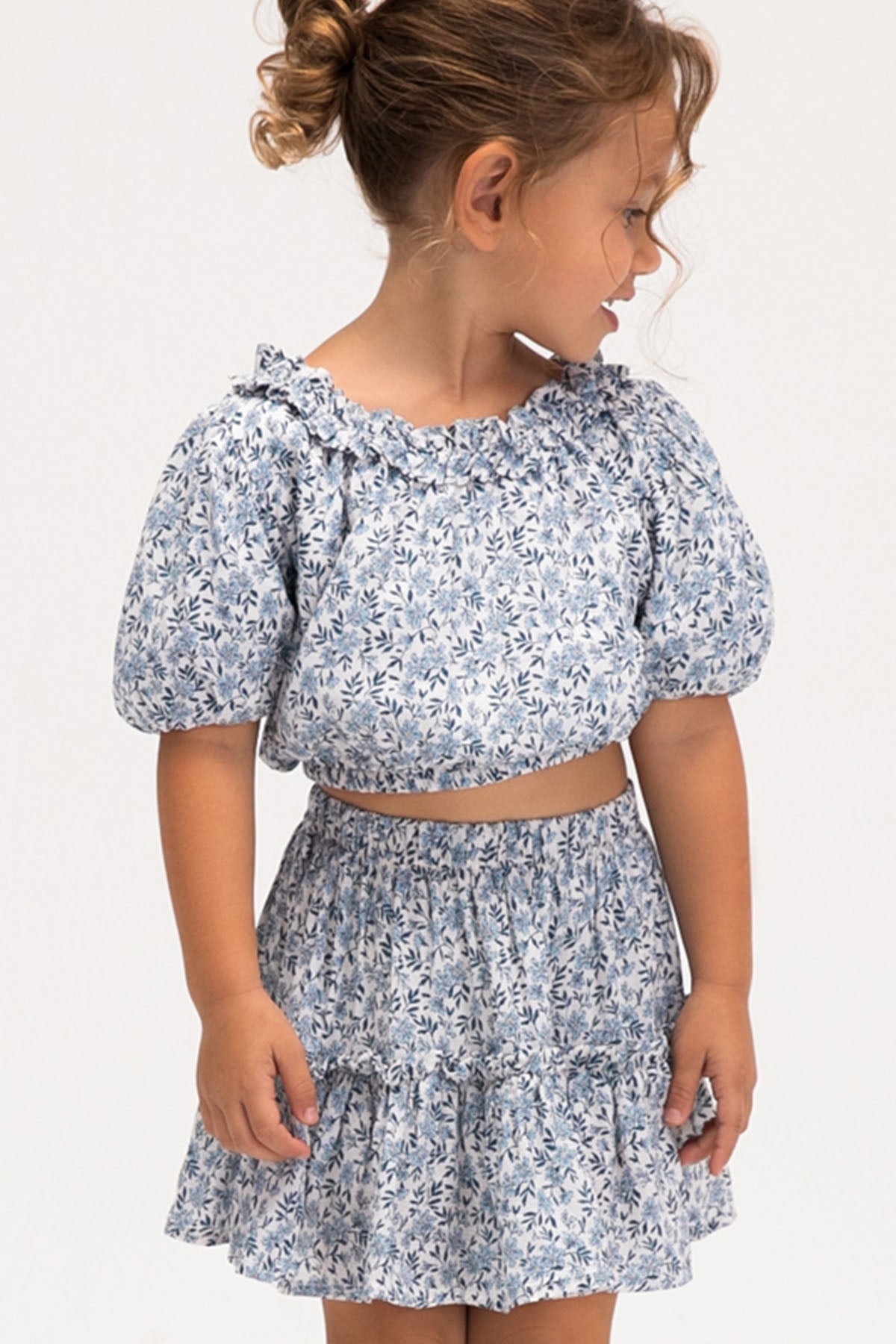 Printed dobby skirt Sky blue