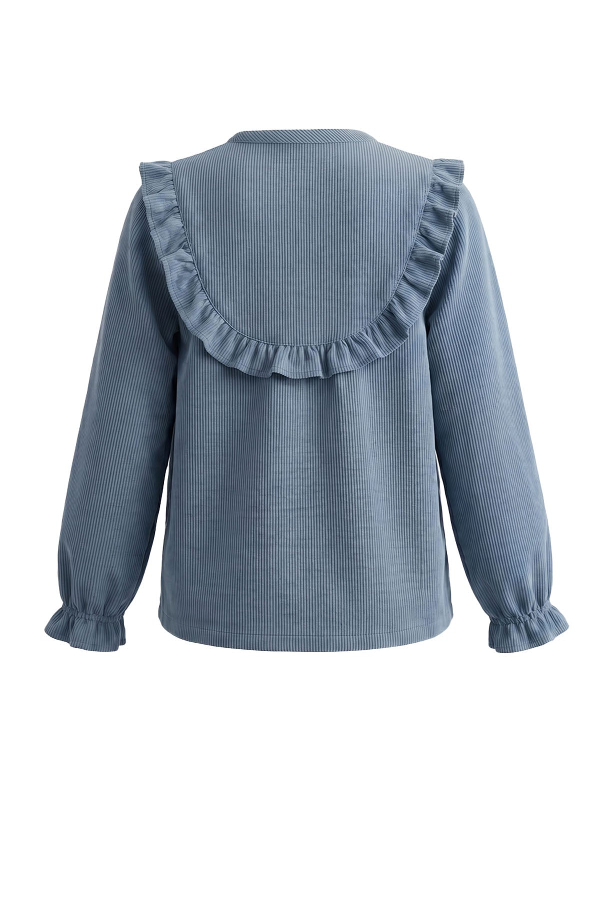 Rib Denim | Ruffle Blouse