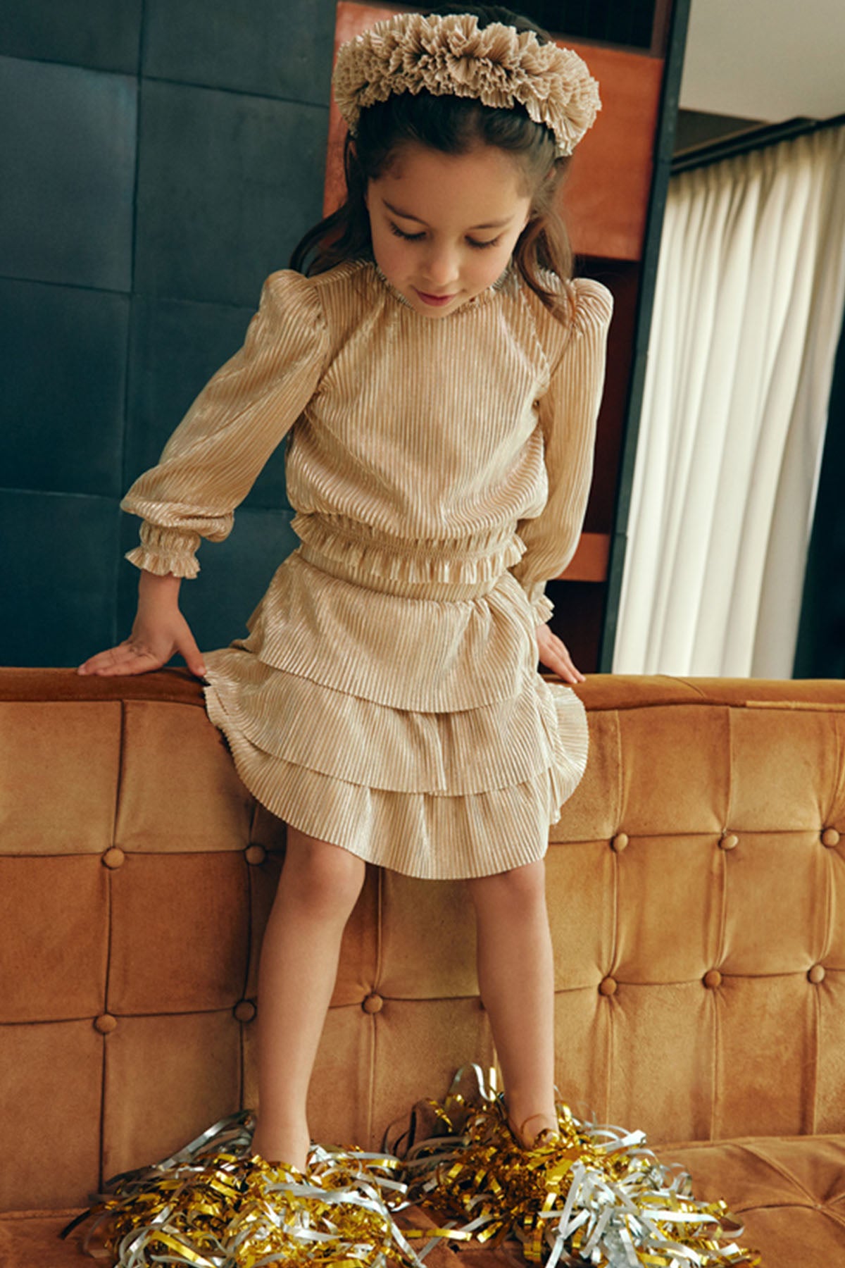 Pleated knit dress