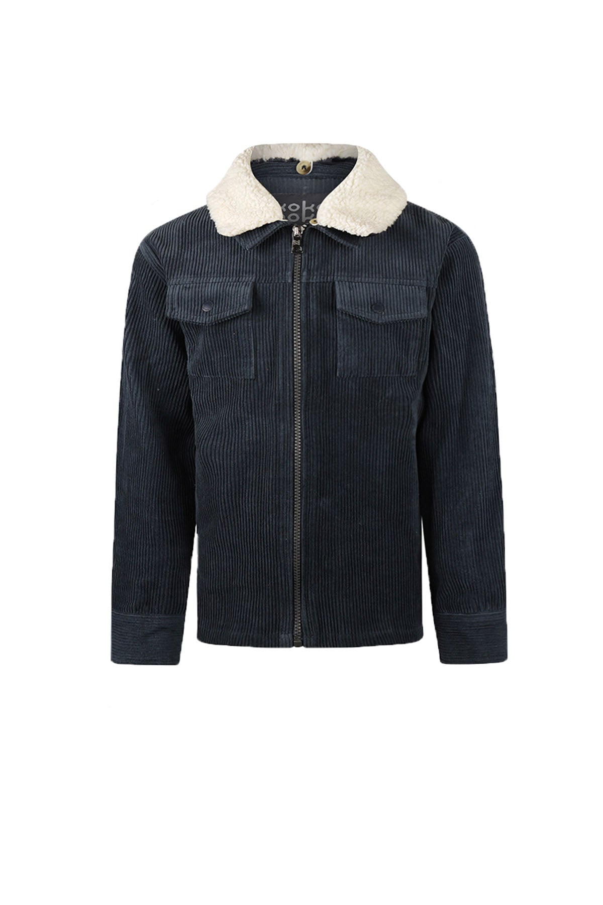 Rib blauwe jas