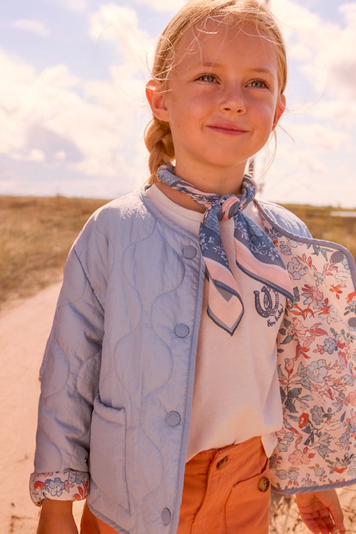 Reversible padded jacket Sky blue