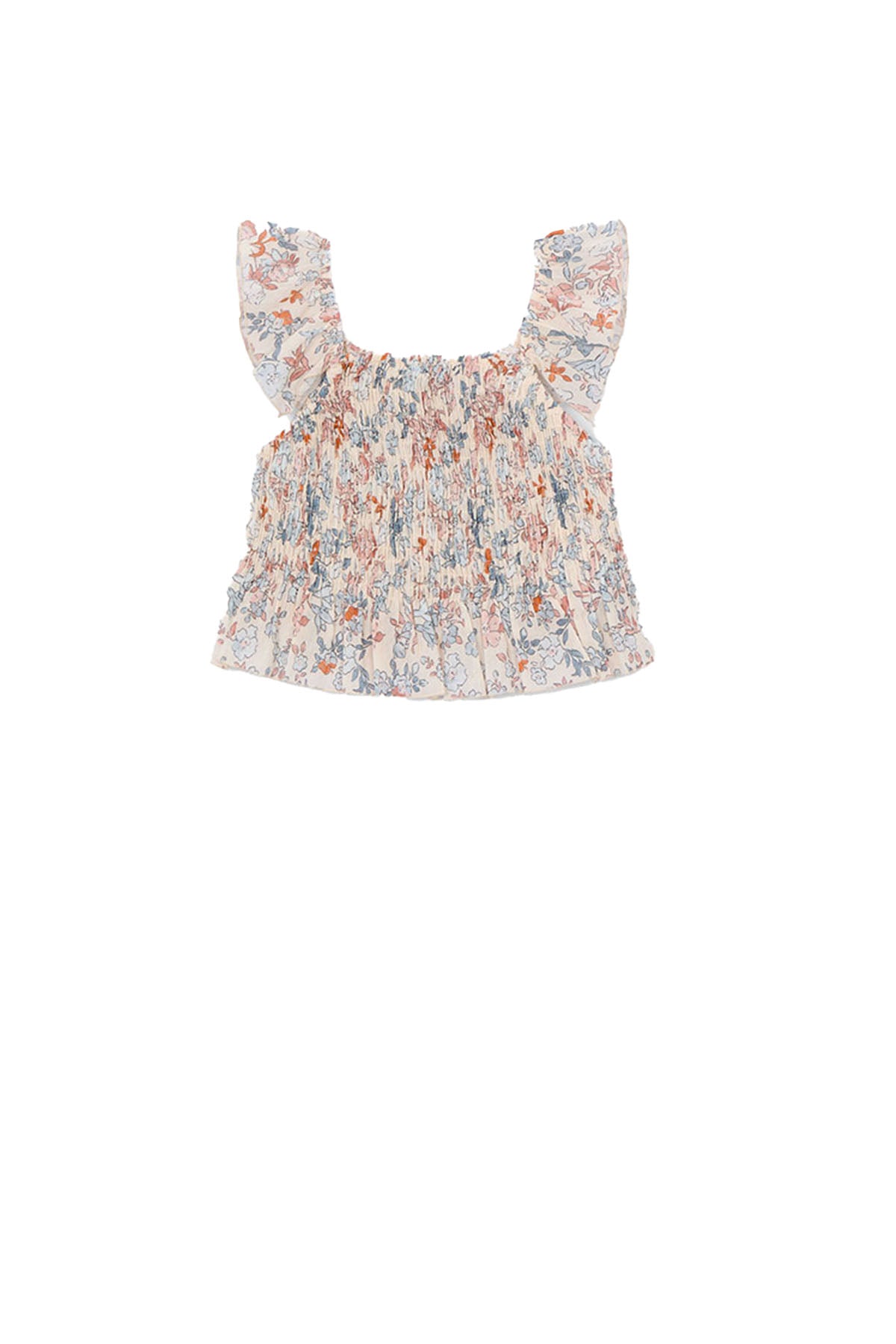 Printed bambula top Salmon