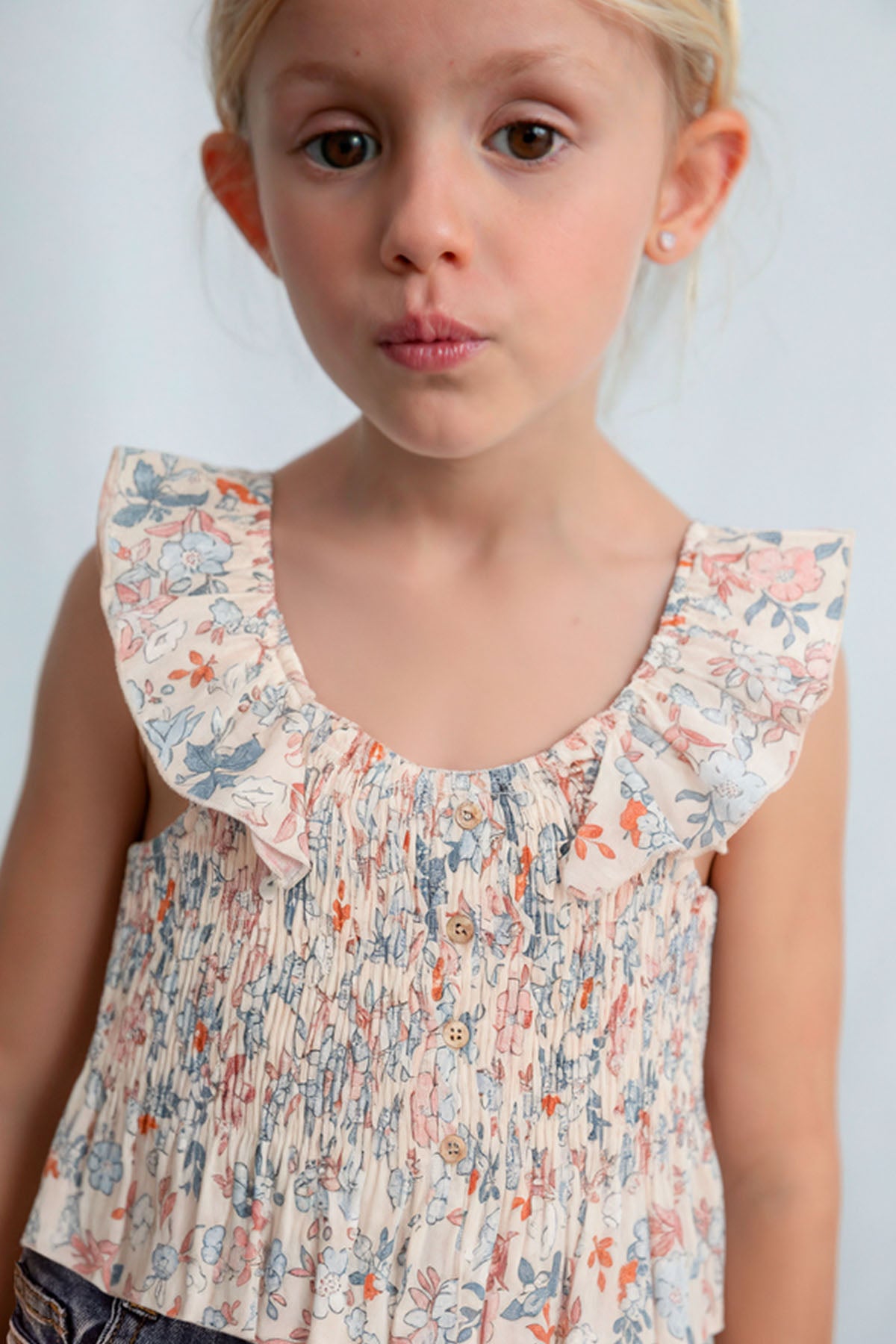 Printed bambula top Salmon