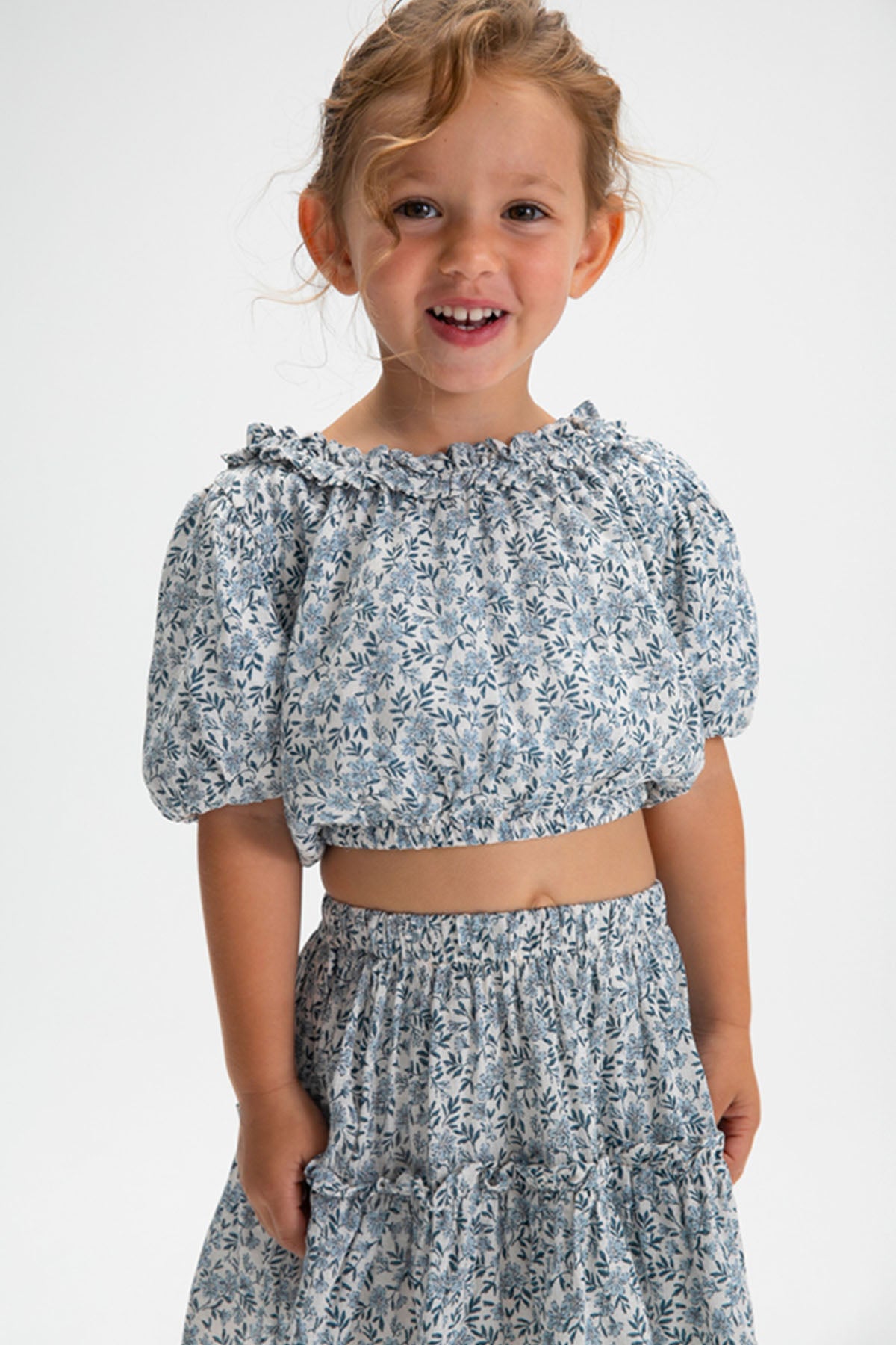 Printed dobby top Sky blue