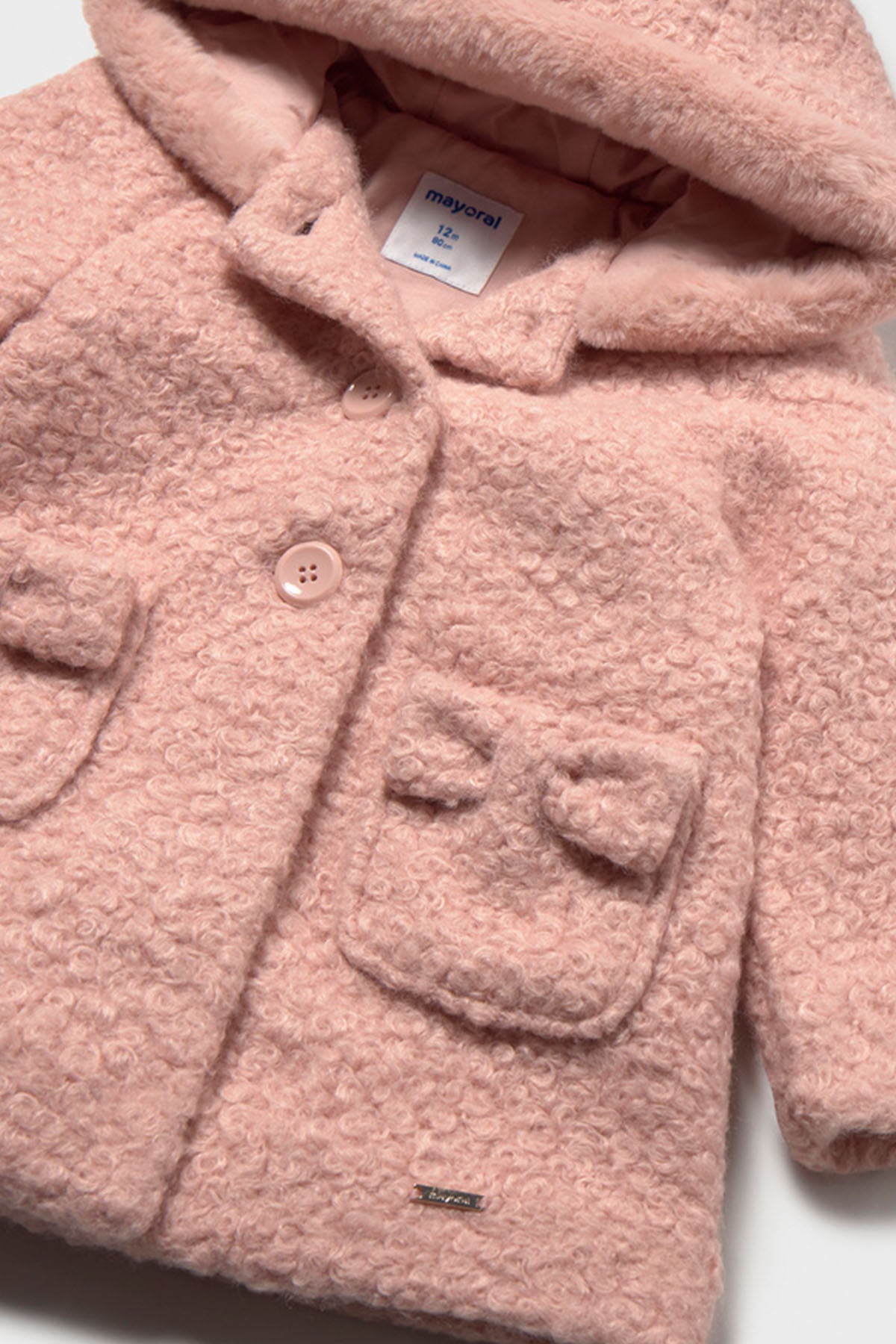 Hooded boucle coat