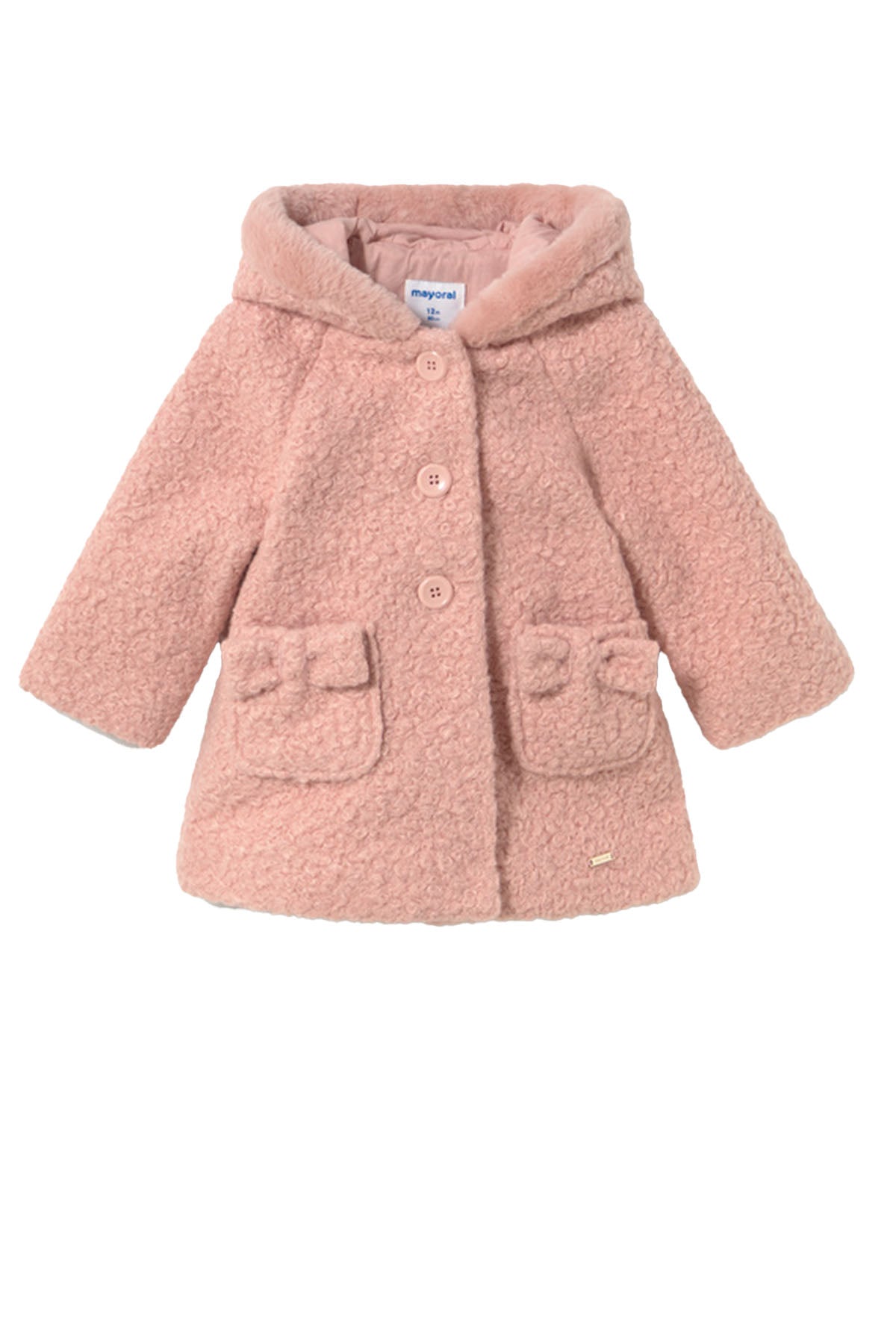 Hooded boucle coat