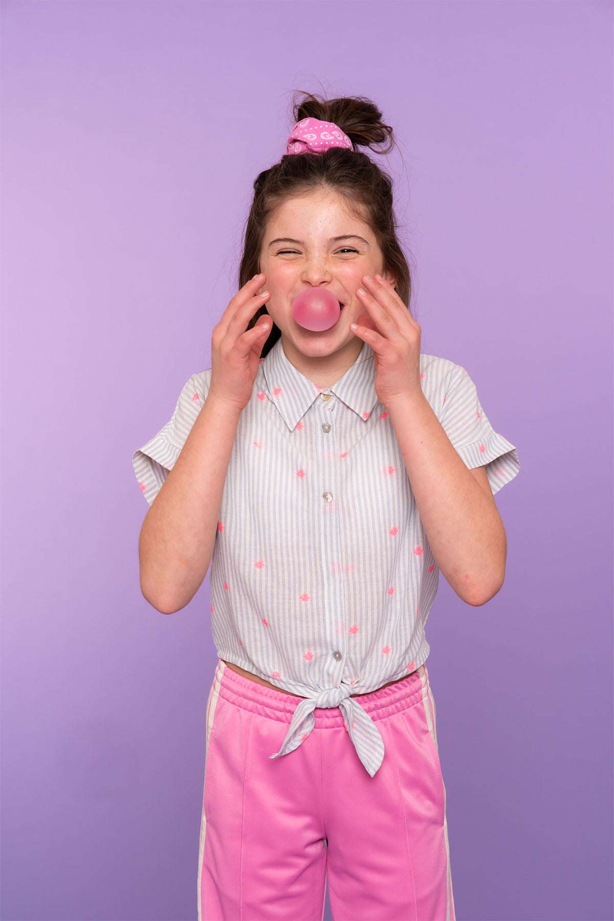 Blouse knot neon flower