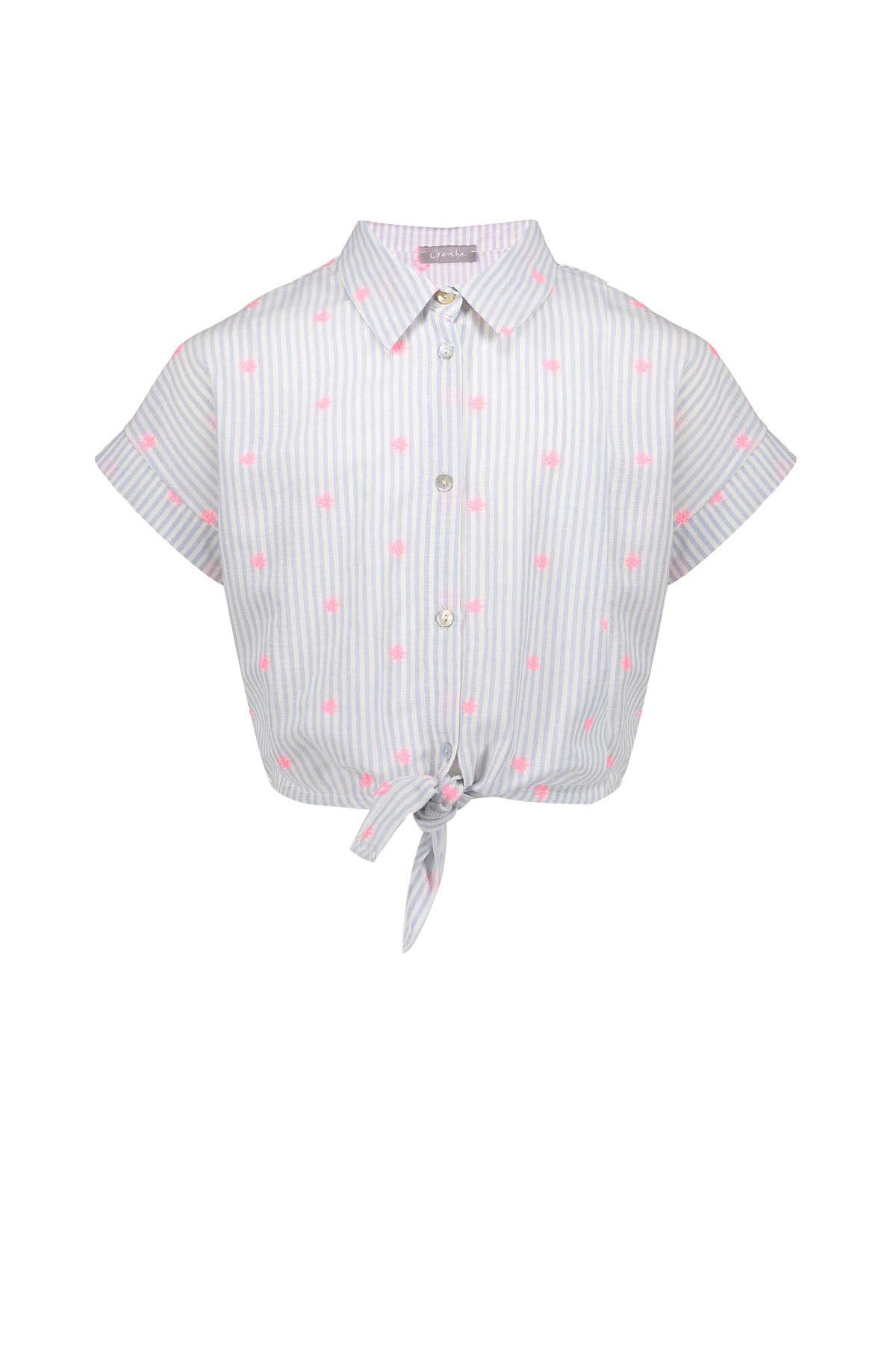 Blouse knot neon flower