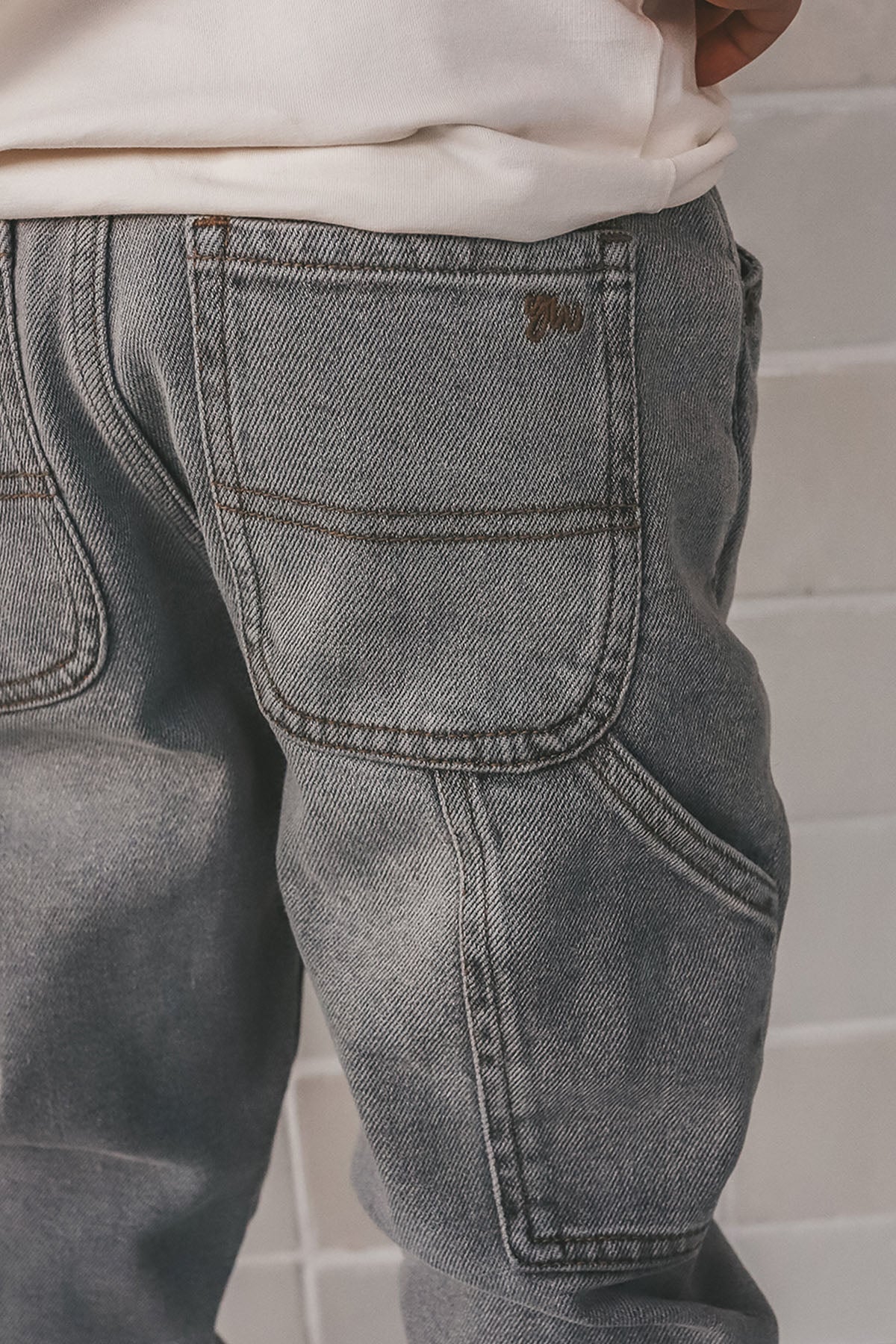 Grey Denim Worker Jeans