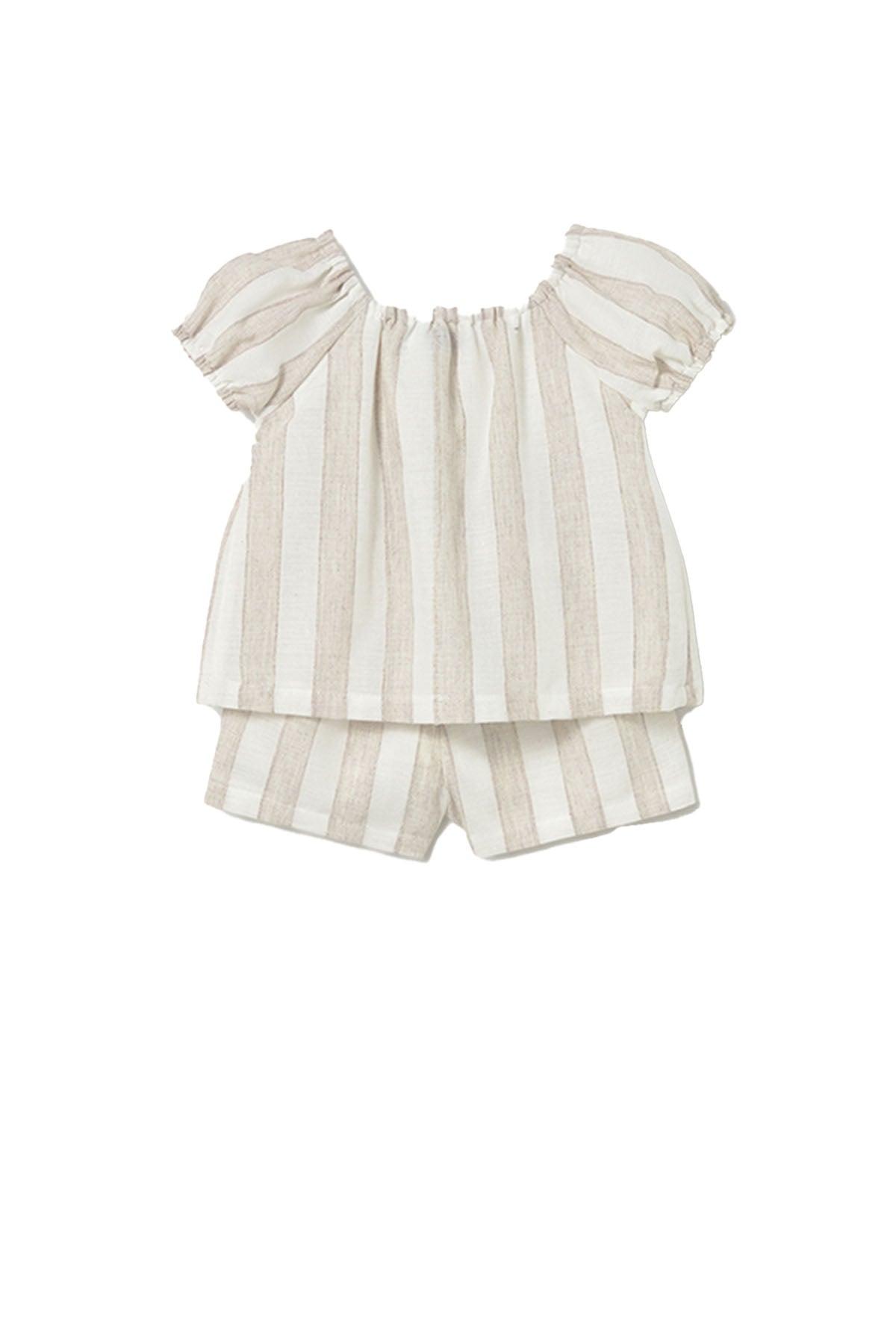 Striped shirt and short set Hazelnut