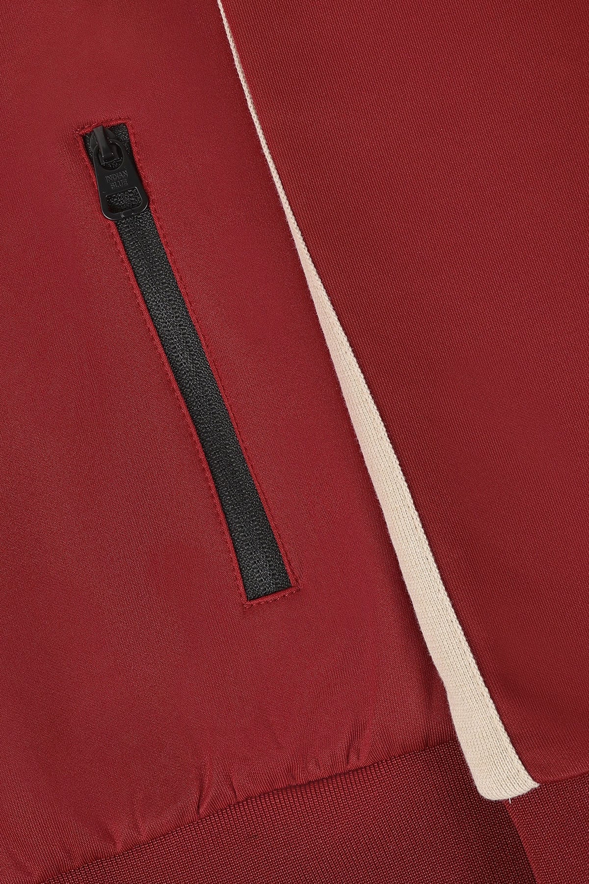 Zipper Jacket Contrast Sleeve