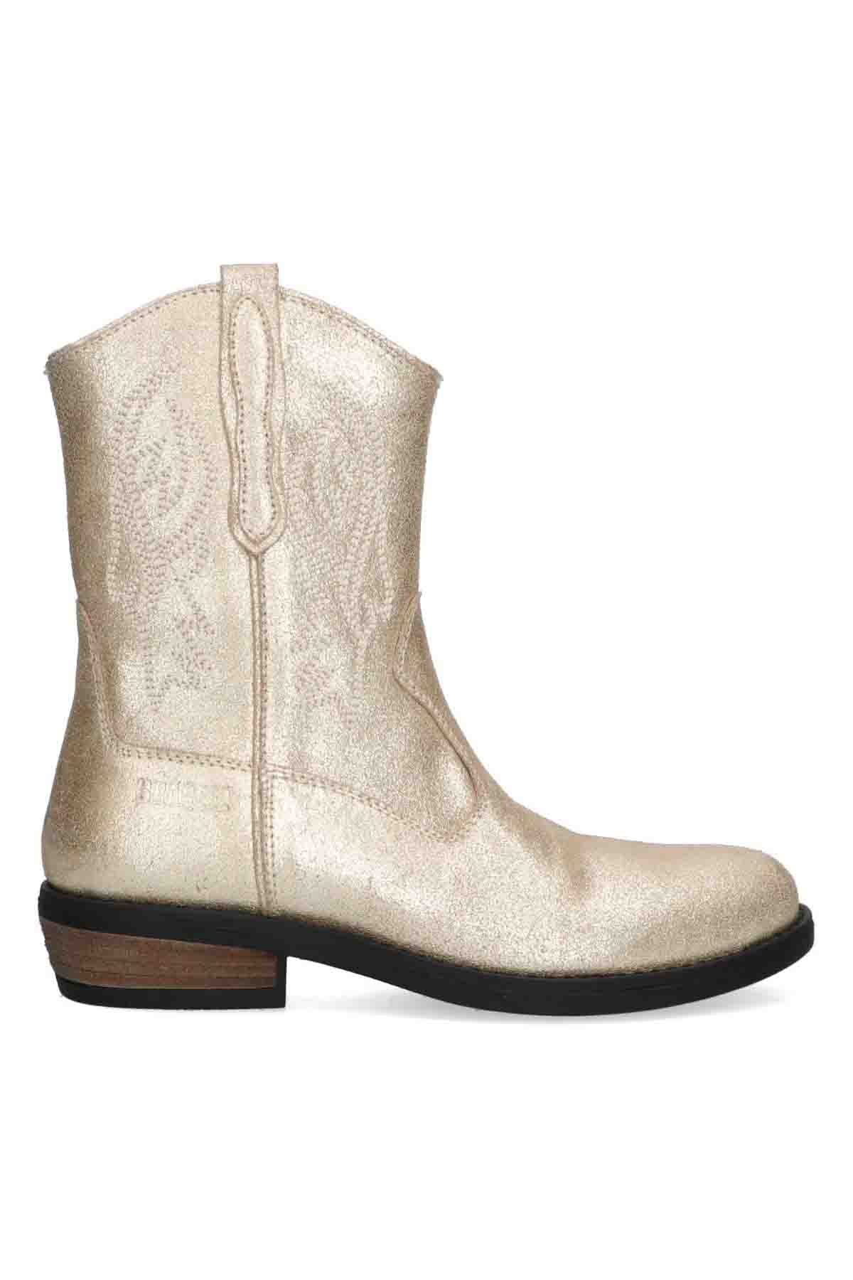 suède cowboyboots van Braqeez, glitterfolie, boots, ritssluiting, sierlijke stiksels, laarzen, meisjes kleding, goud