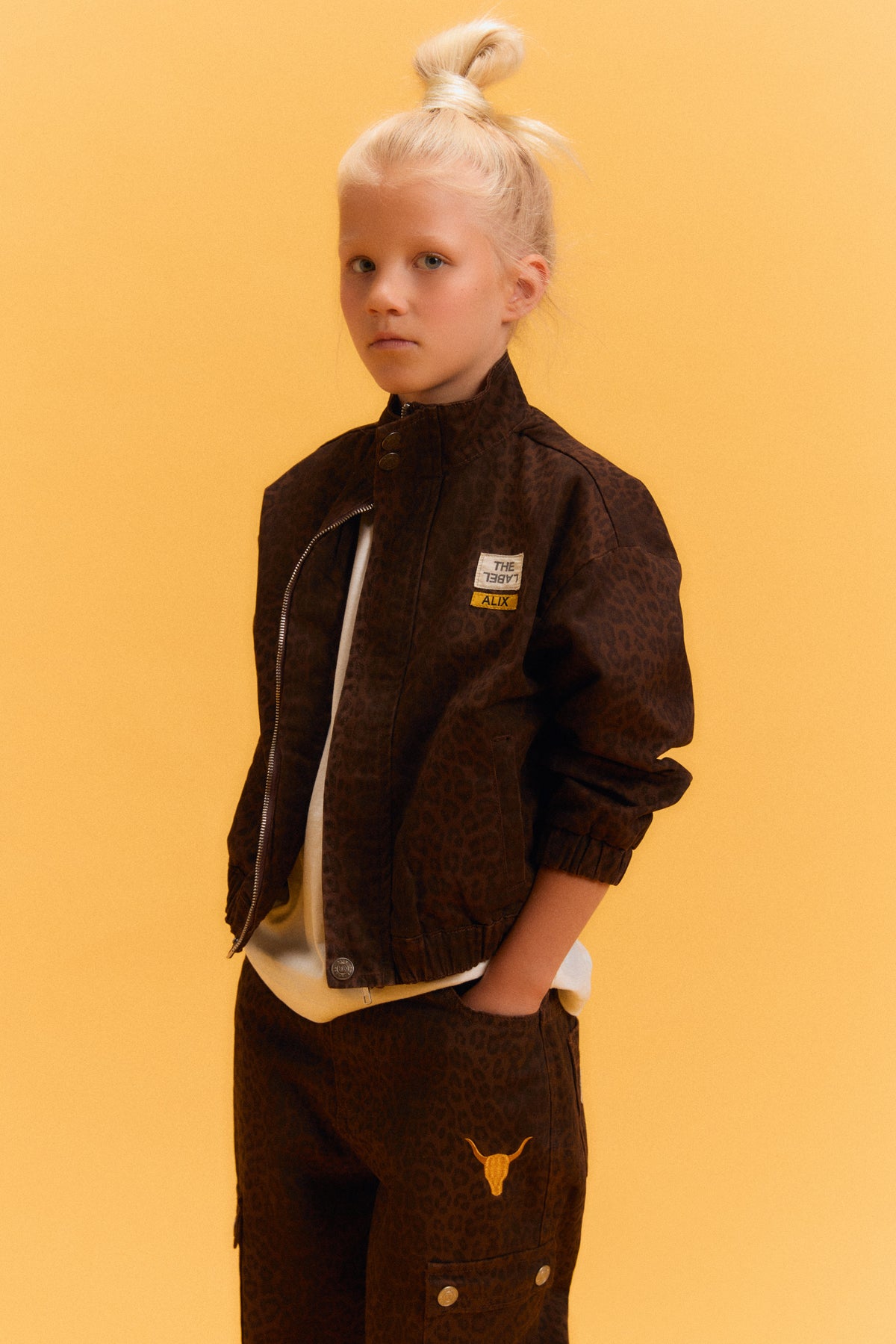 kids woven leopard jacket
