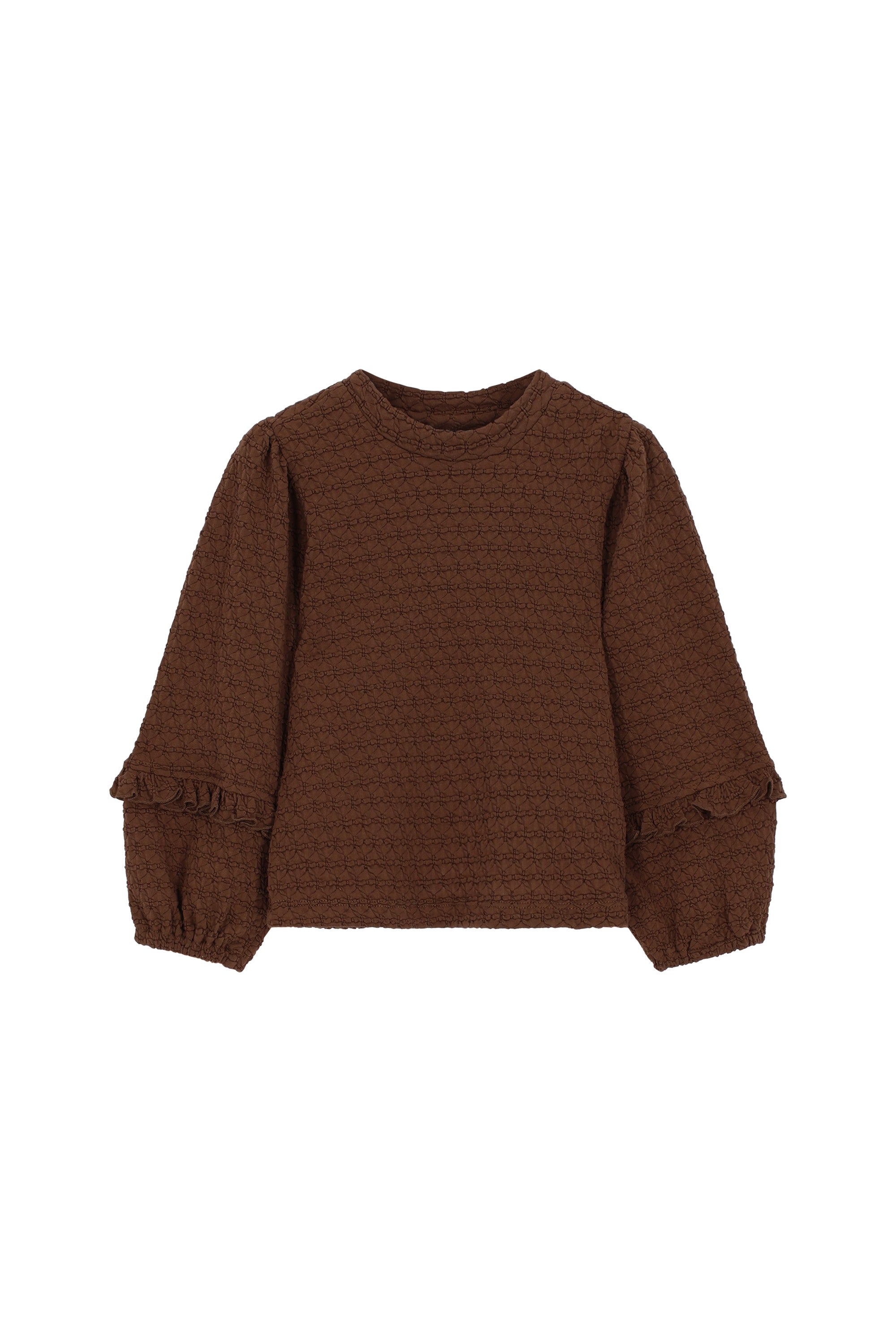 NOUR bow textured jersey top