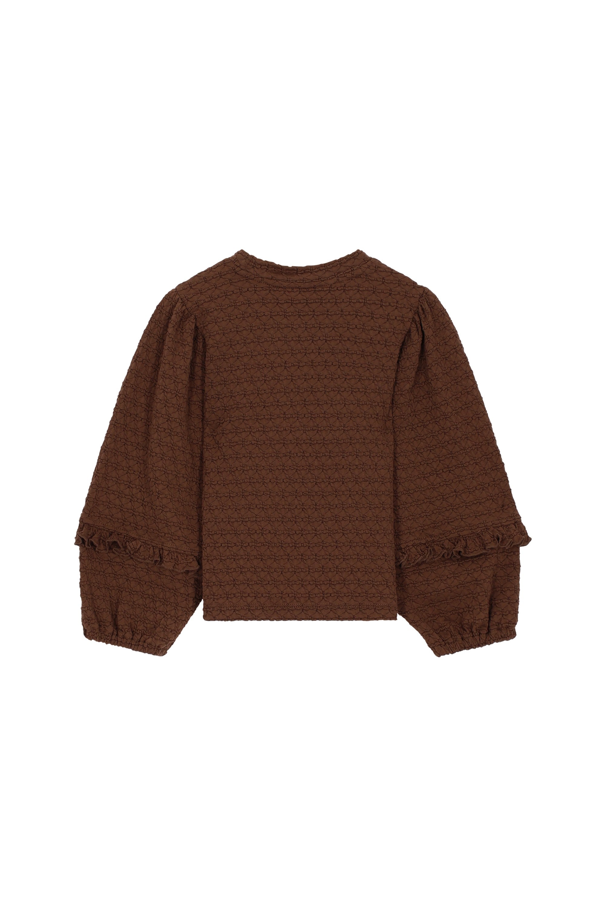 NOUR bow textured jersey top