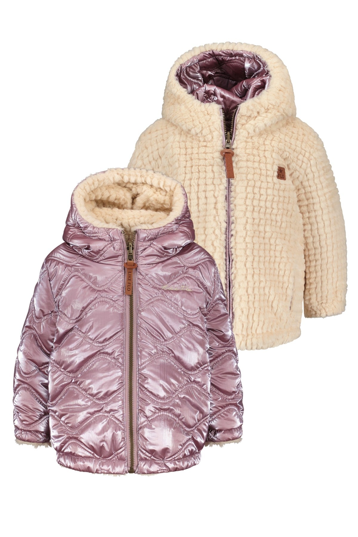 Like Flo reversible winterjas, aan twee kanten te dragen, babykleding, roze