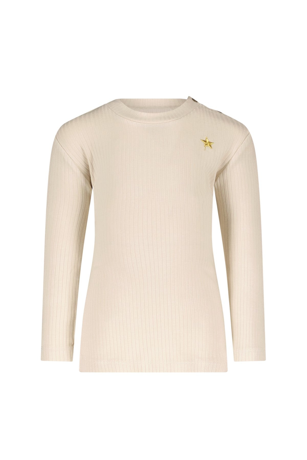 Basic longsleeve, Like Flo,  rib structuur, drukknopen op de schouder.