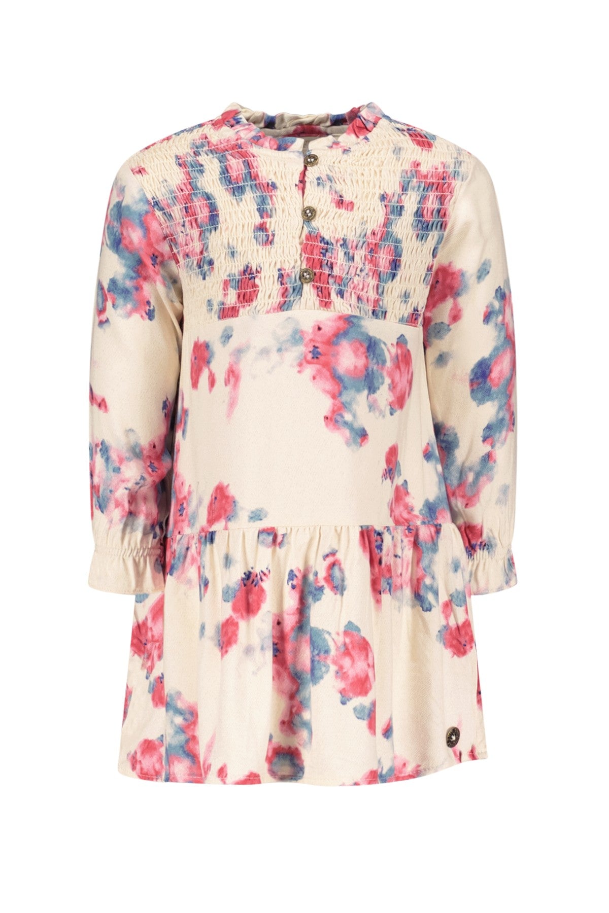 Mini Like Flo jurk met allover print en smock detail  babykleding