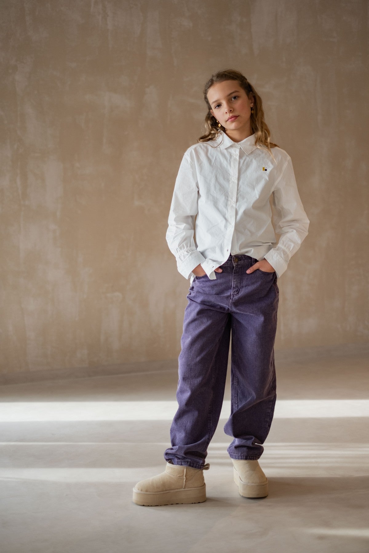 Farrel Flo young balloon denim pants purple