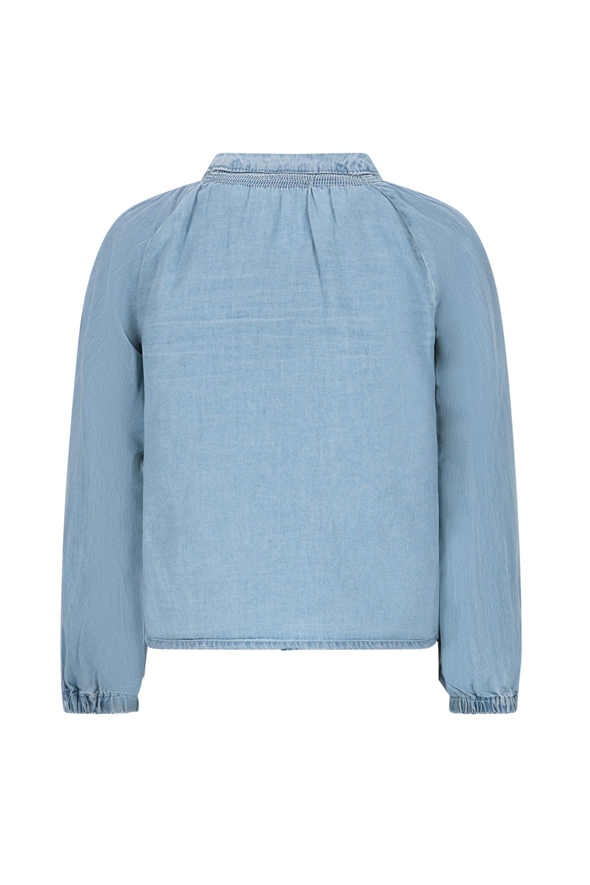 Chei Flo girls chambrey blouse with fake bow closure