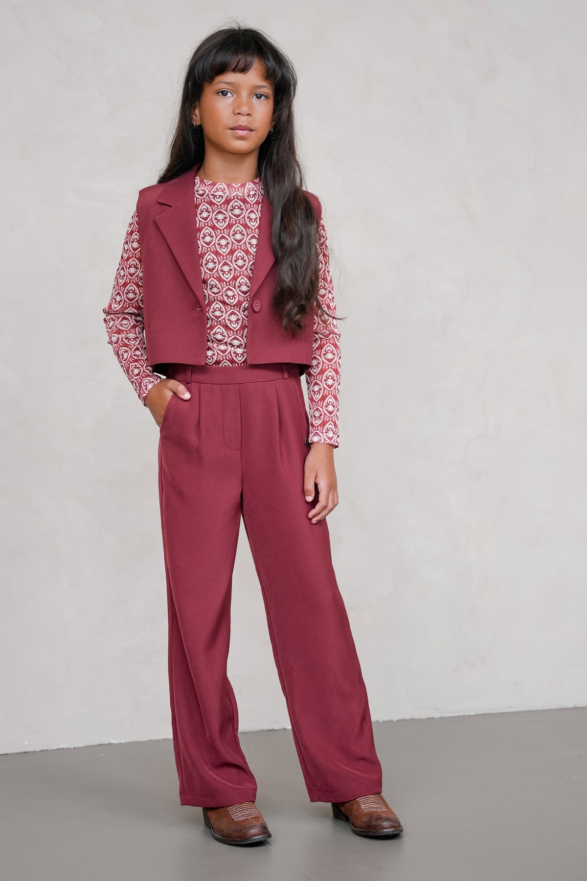 Demi Flo girls gilet cherry