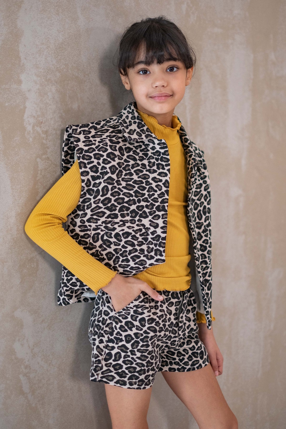 Eef Flo girls basic rib coll mosterd