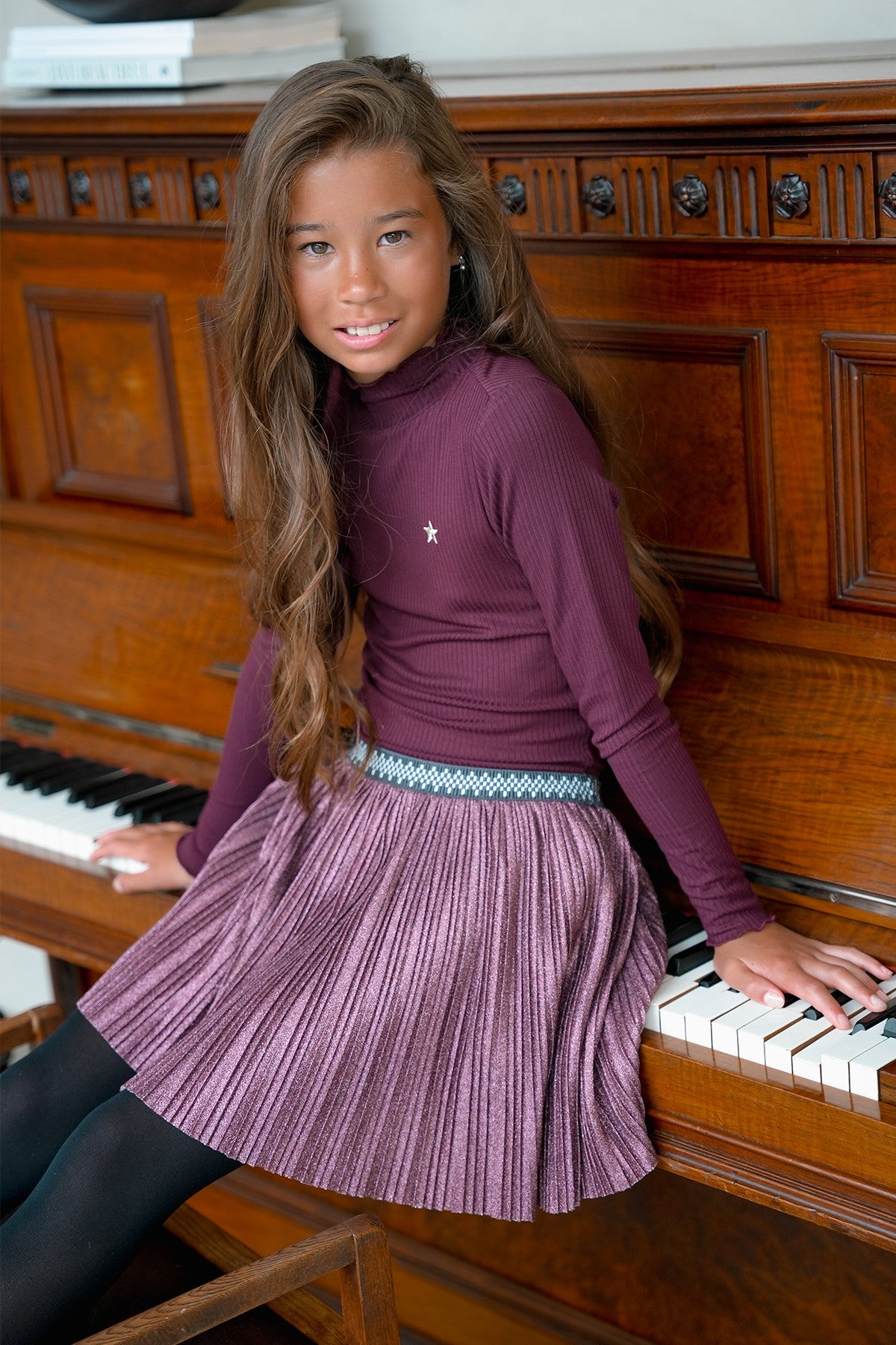 Eef Flo girls basic rib coll cherry