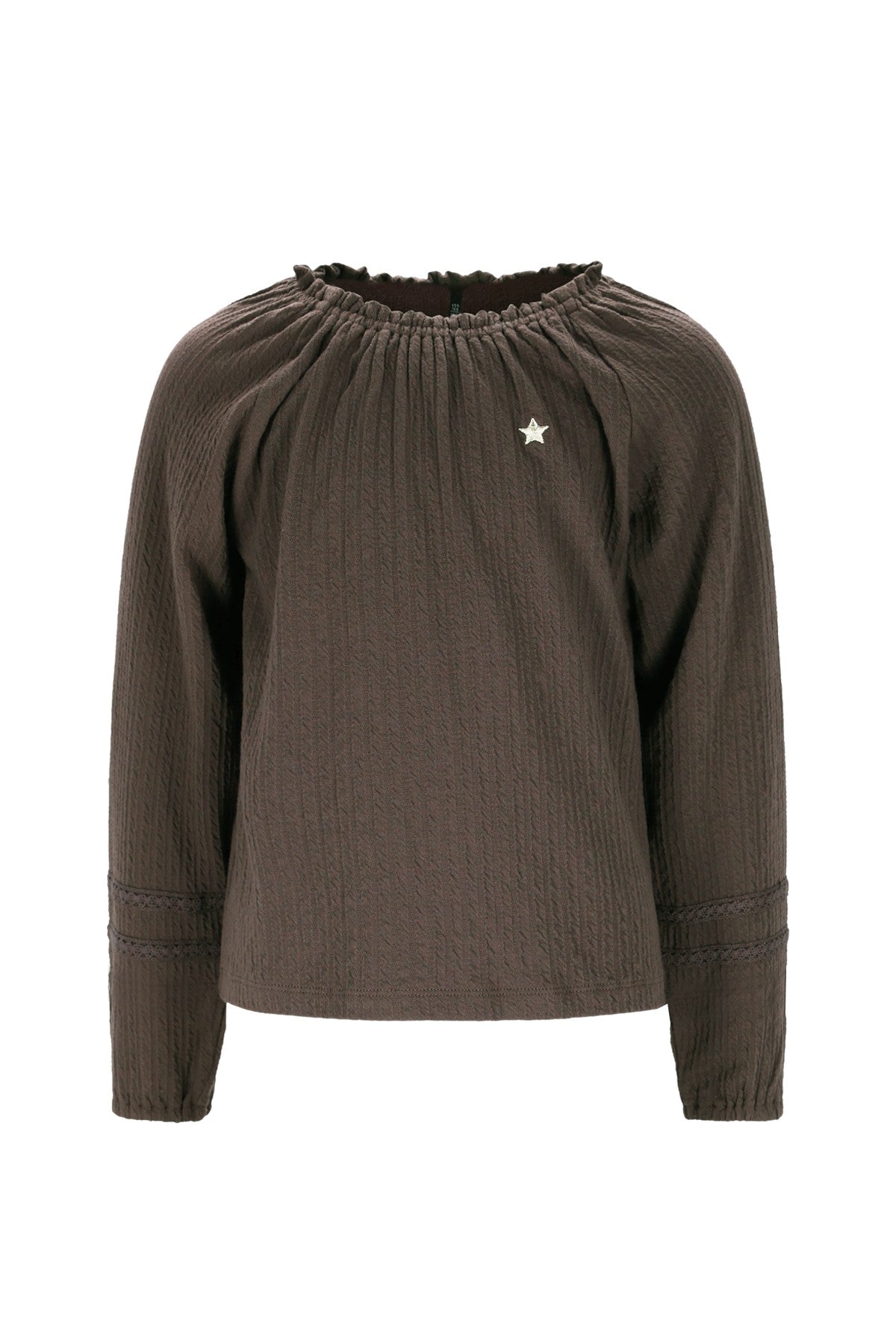 Eli Flo girls jacquard jersey blouse choco