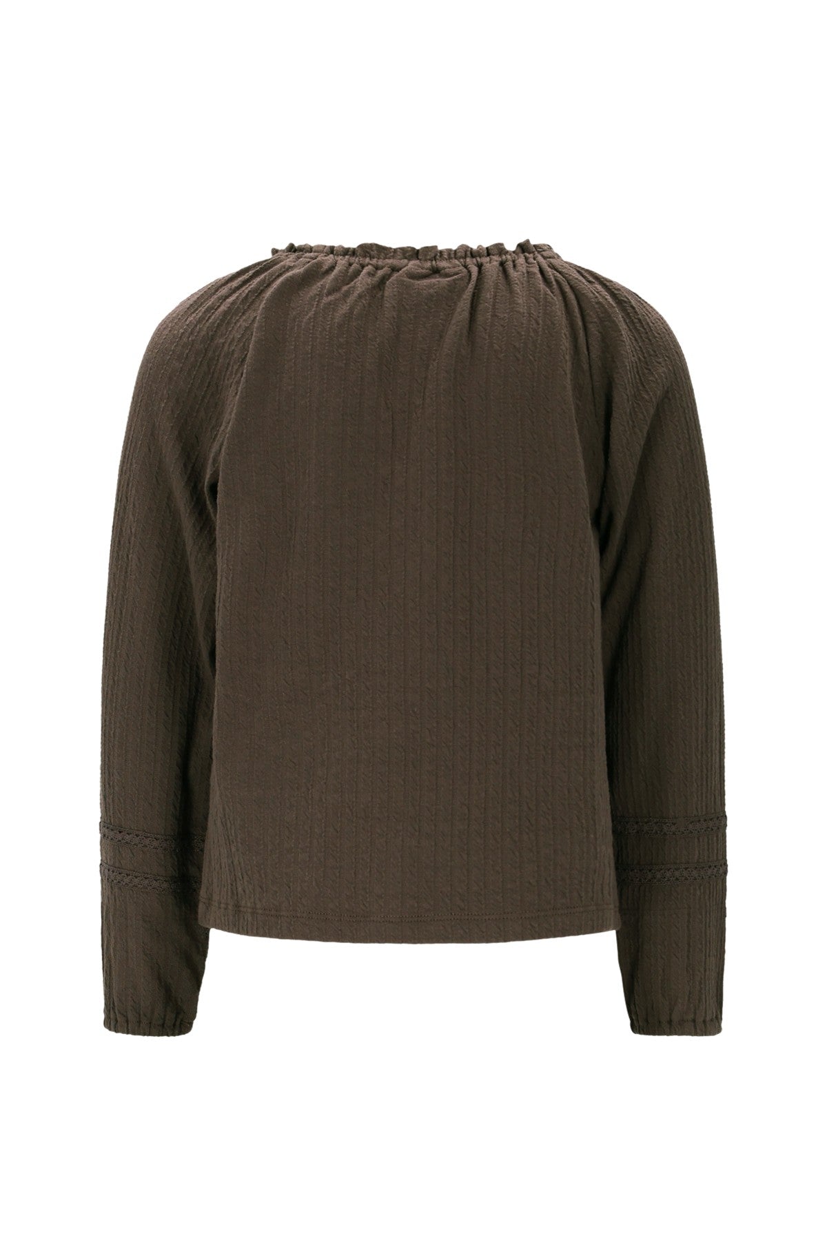 Eli Flo girls jacquard jersey blouse choco
