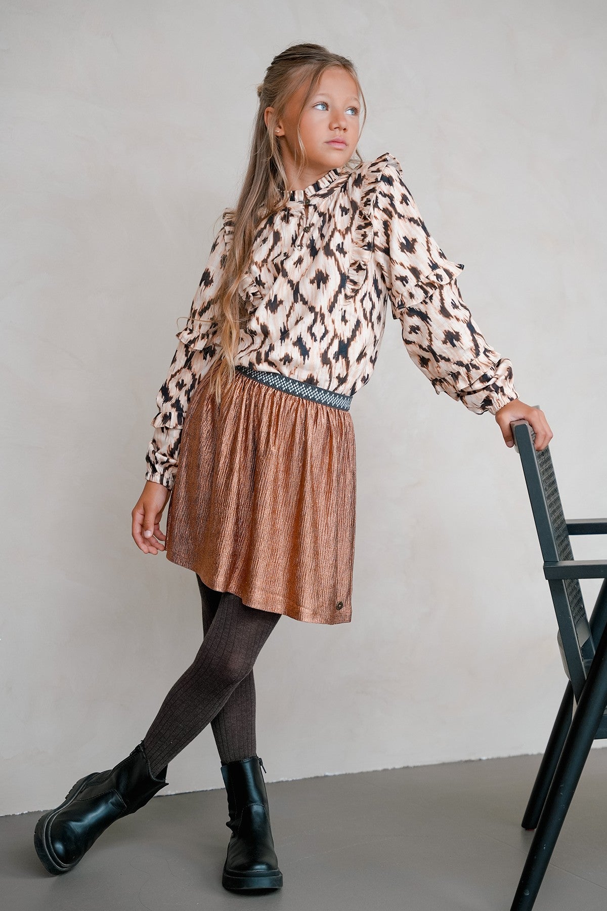 Holly Flo girls metallic skirt copper