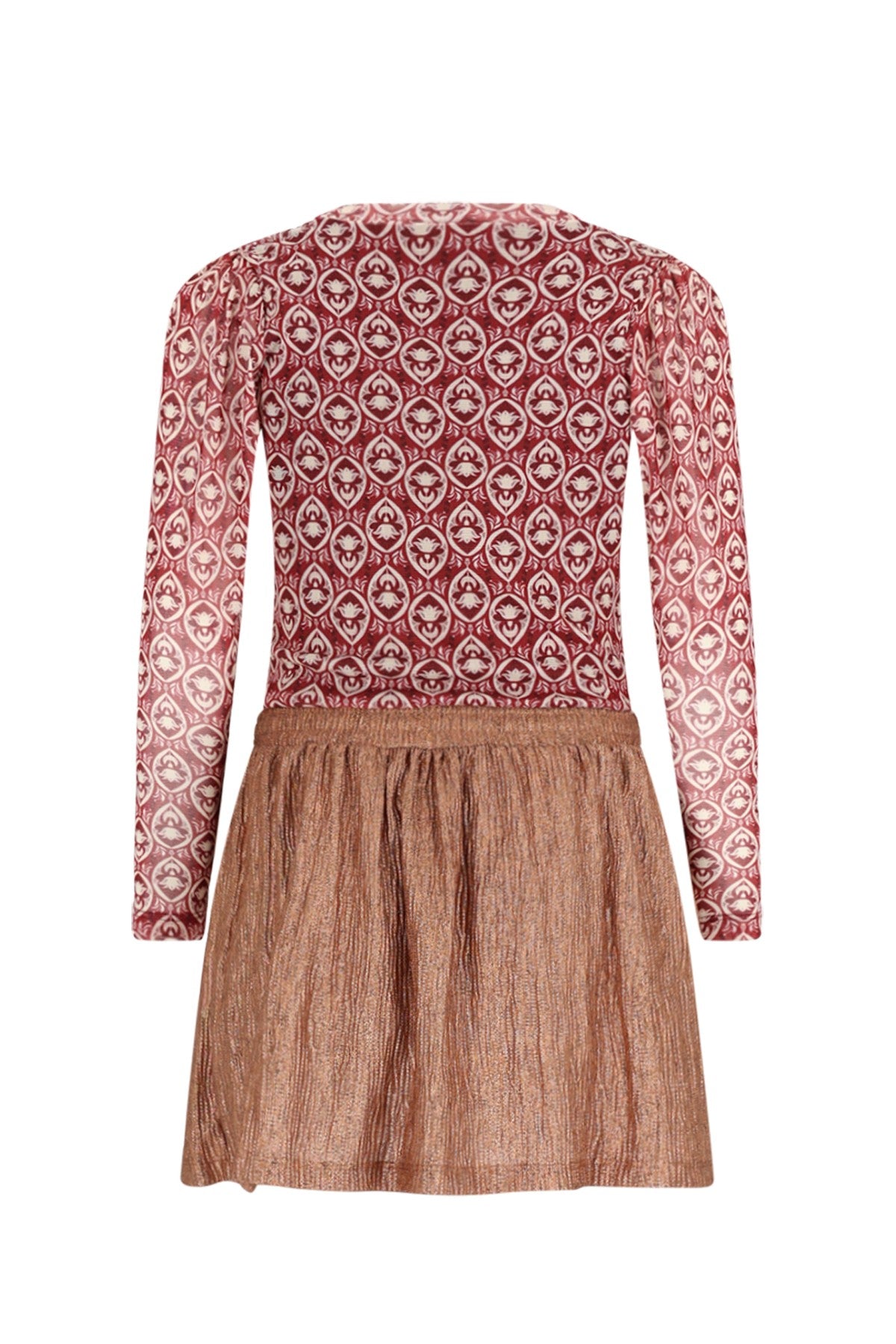 Mira Flo girls mesh top with metallic skirt rood