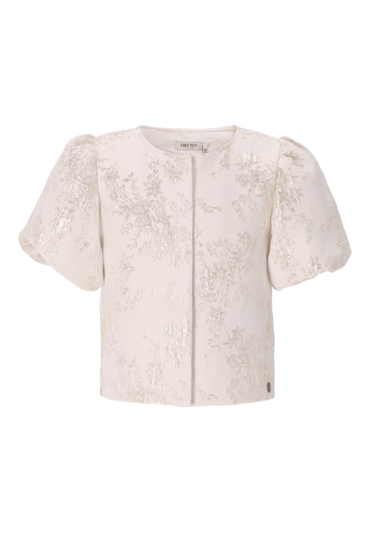 Cozie Flo girls jacquard blouse with puffy sleeve
