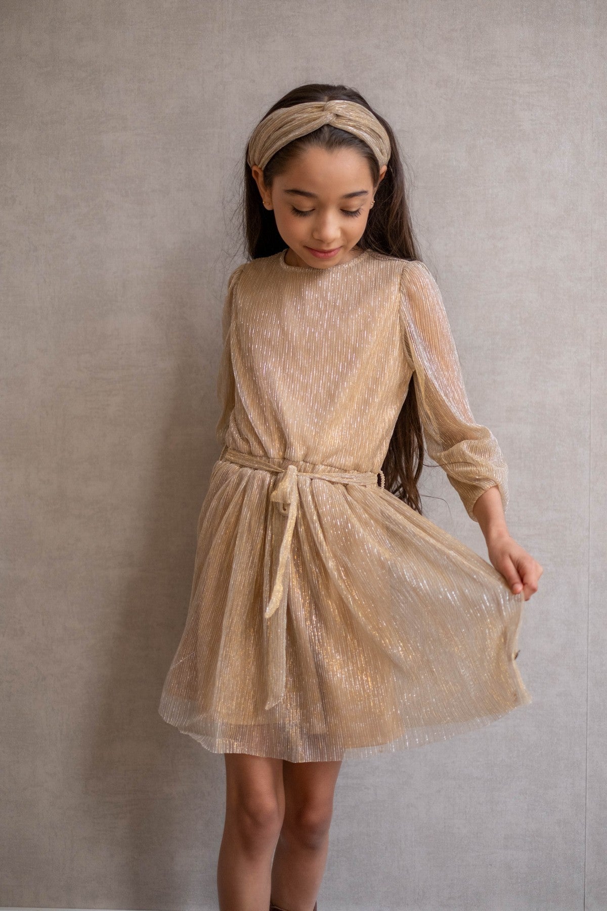 Maze Flo girls plissé dress with lining