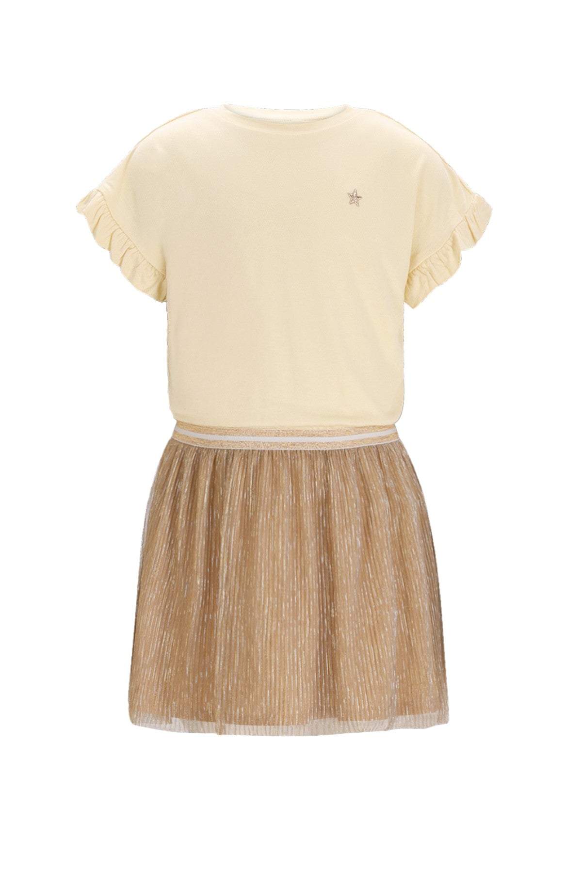 Maud Flo girls dress with viscose top and plisse skirt