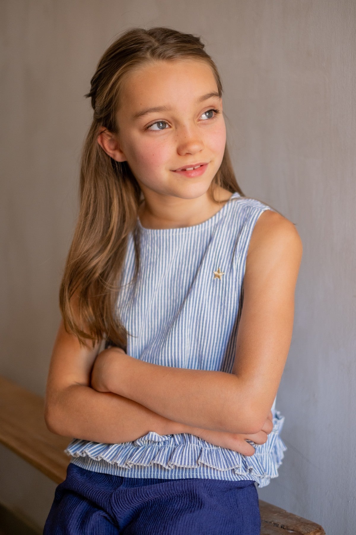 Chloe Flo girls top with ruffle at hem