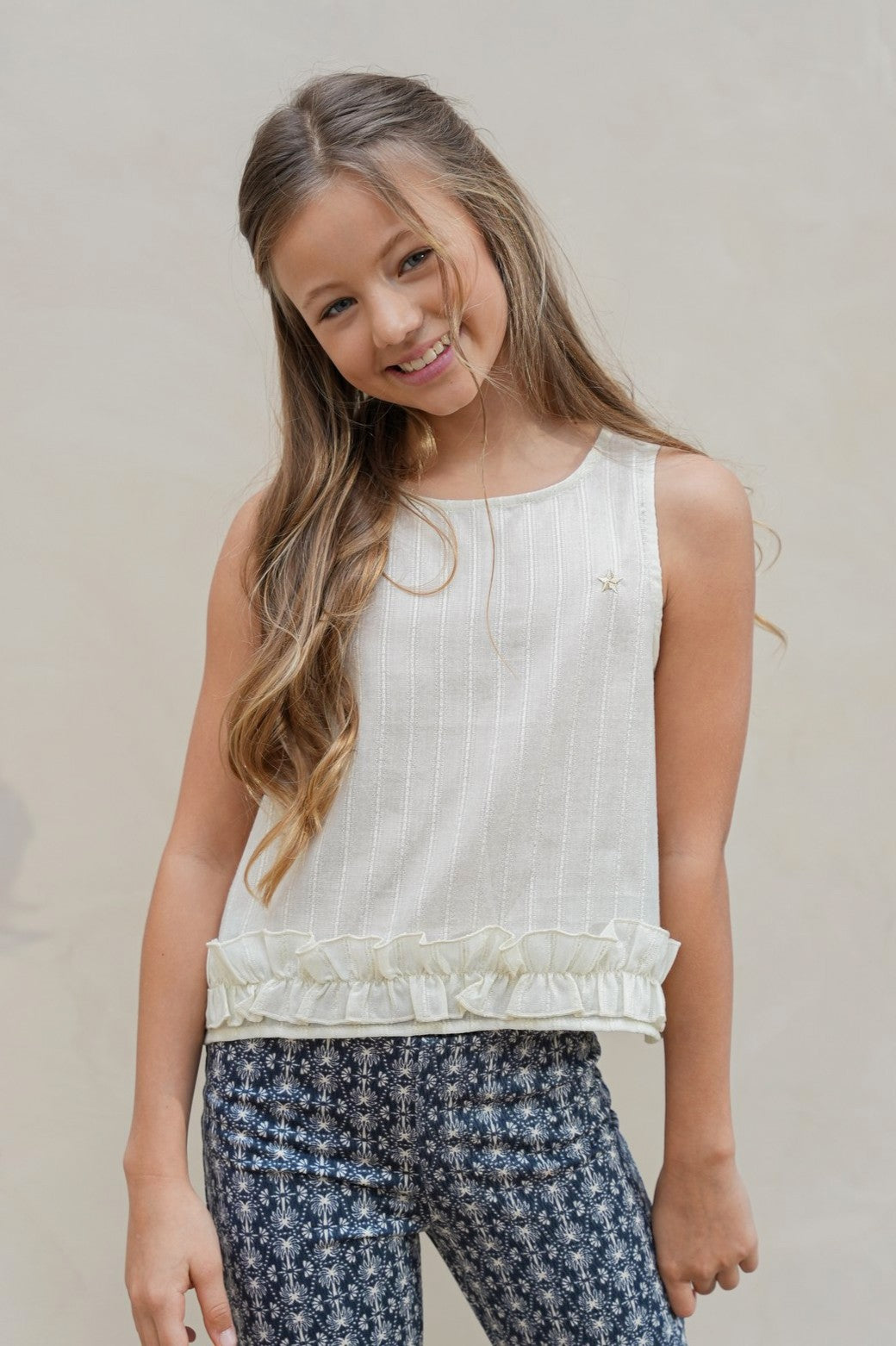 Chloe Flo girls top with ruffle at hem