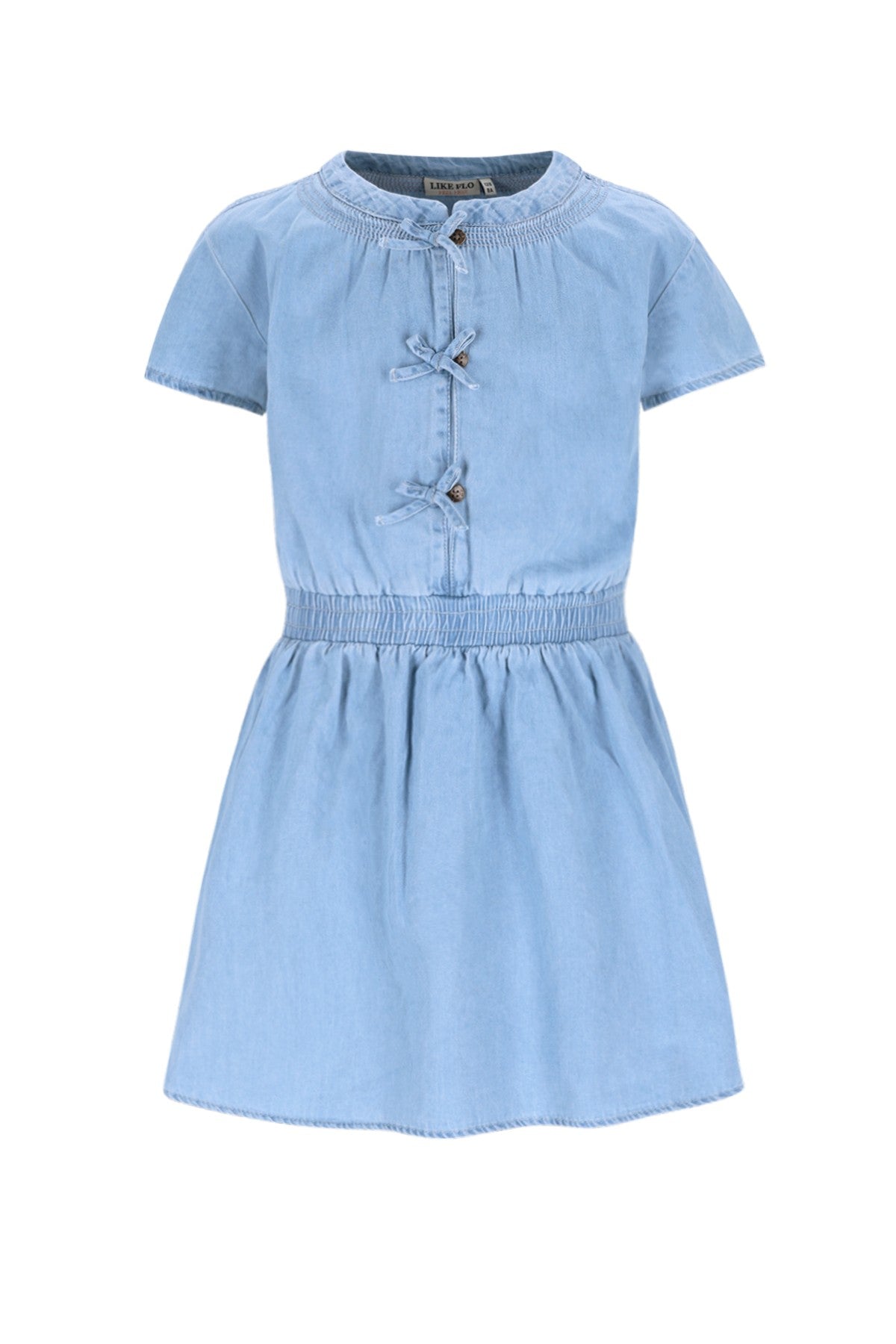 Mel Flo girls chambrey dress with bow closure at CF