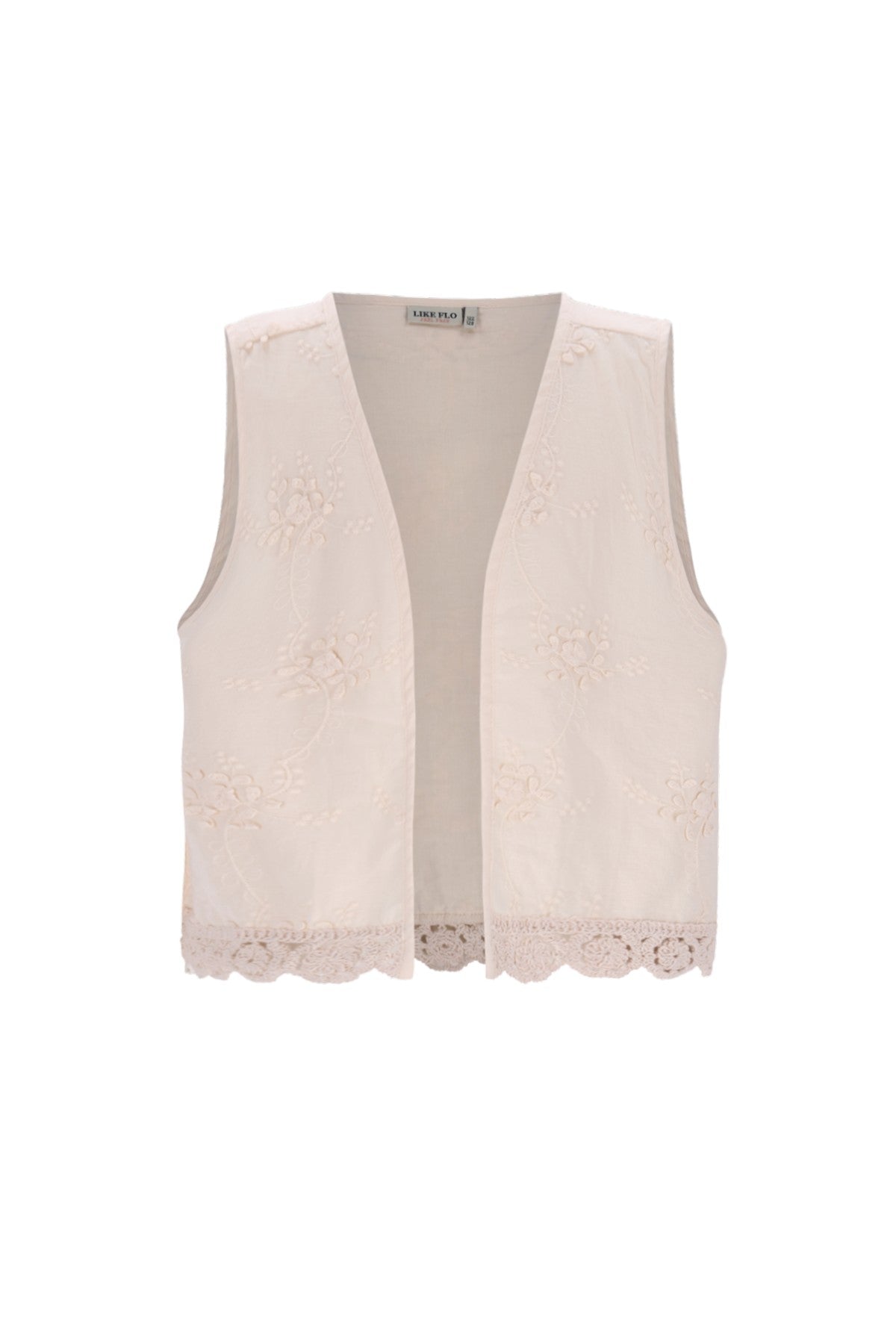 Dafne Flo girls 3D leaf embroidery gilet