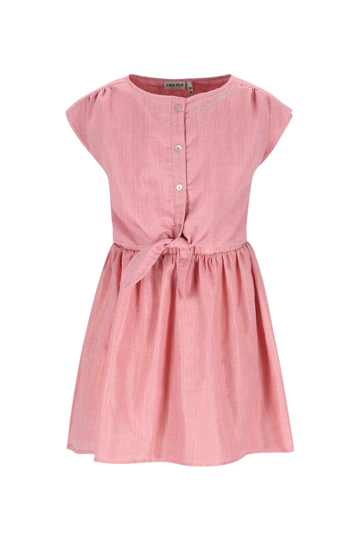 Maika Flo girls glitter dress with knot and button closure at front
