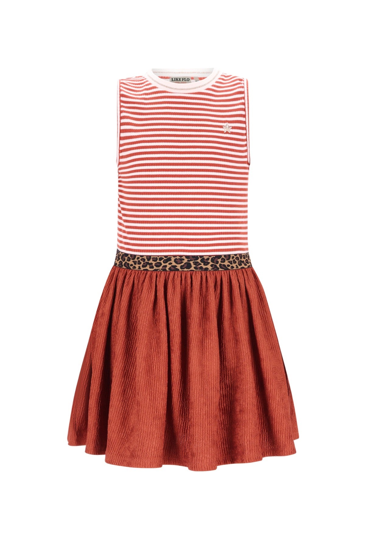 Minte Flo girls lurex stripe top with satin plisse skirt