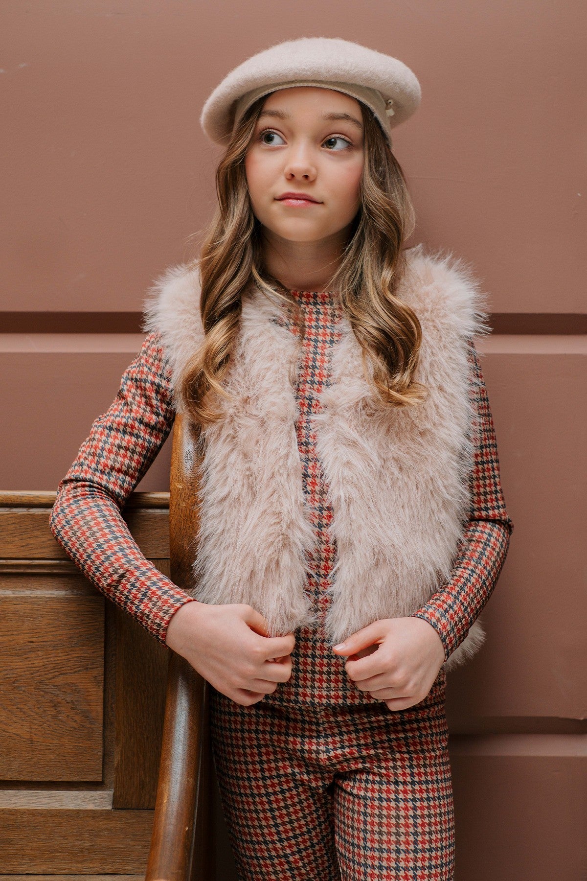 Diam faux fur hairy gilet