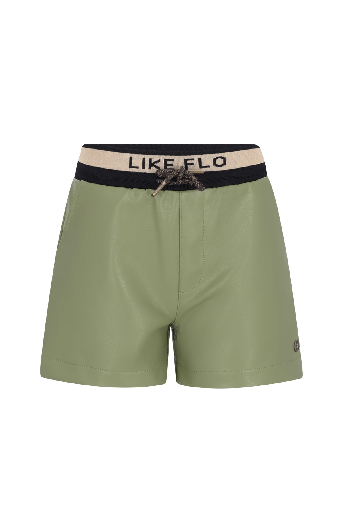 Faylinn faux leather short with fancy jacquard rib WB