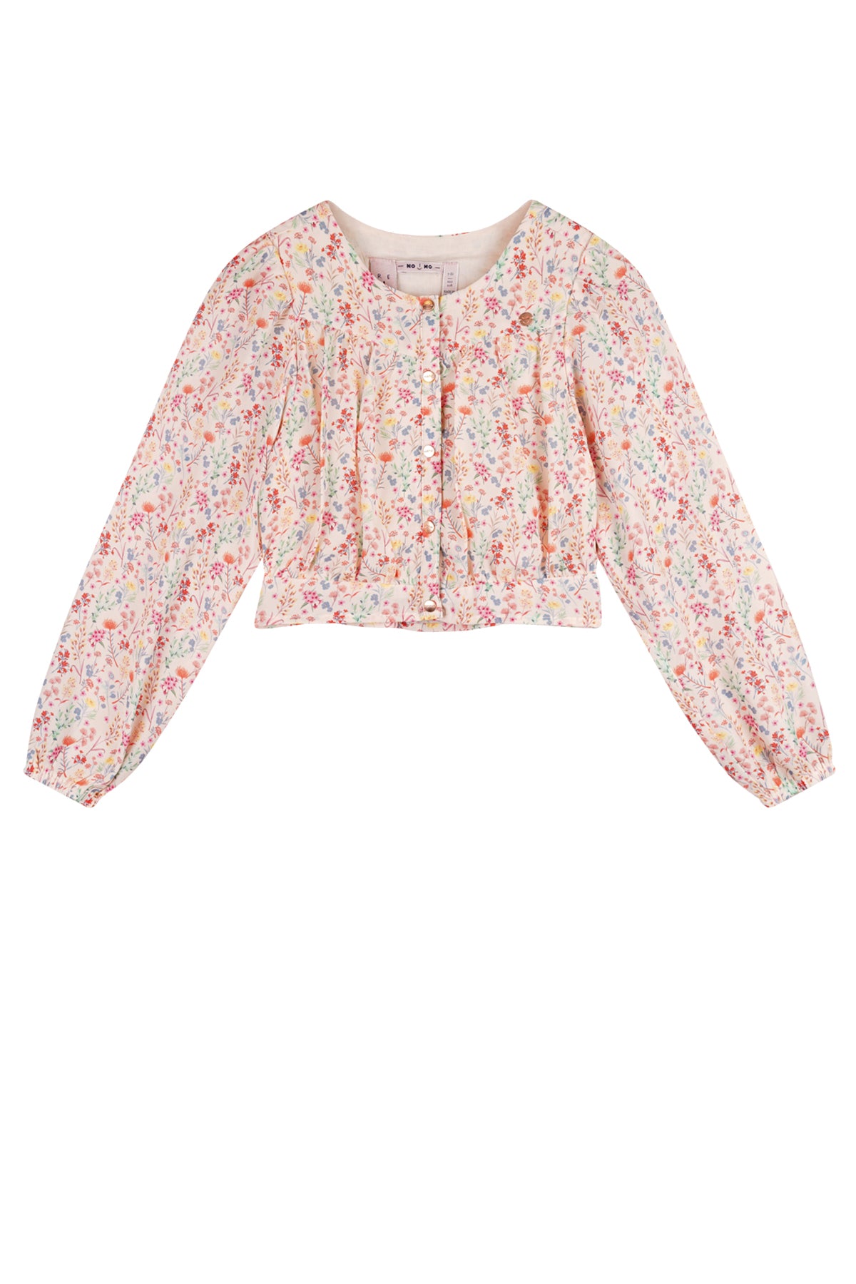 Timba cropped AOP Flower Blouse l/sl