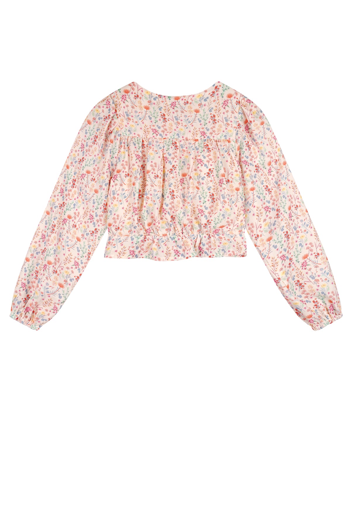 Timba cropped AOP Flower Blouse l/sl