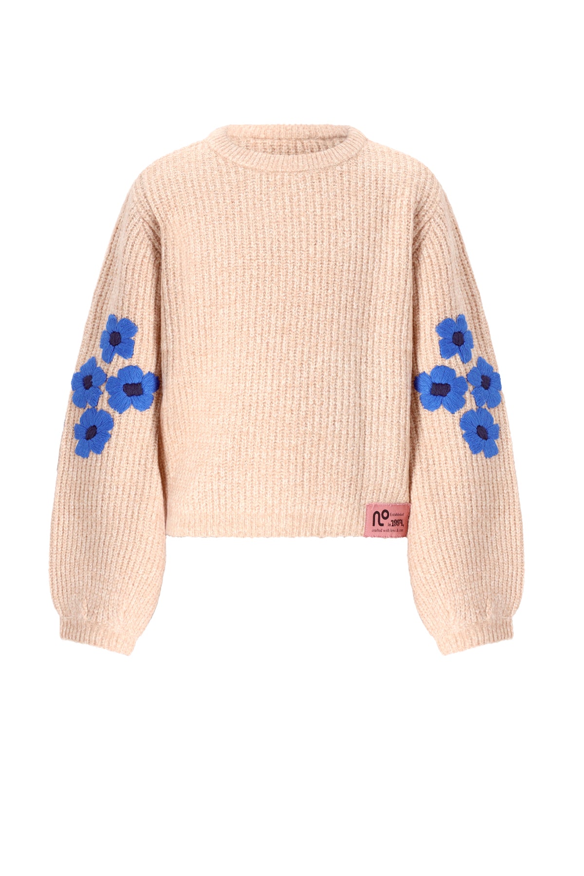 Kem Melange Knitted Sweater with Flower embro