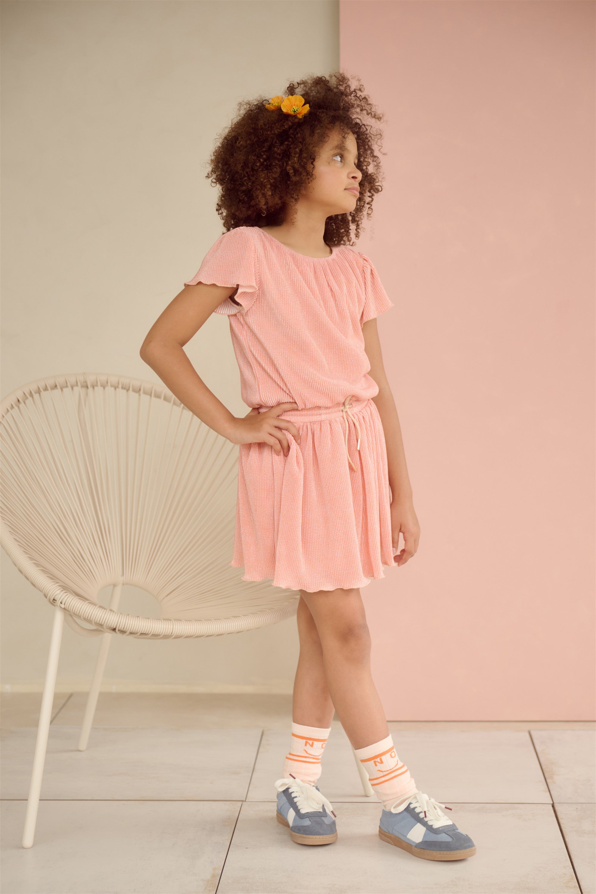 Mena Plisse Dress smock neckline