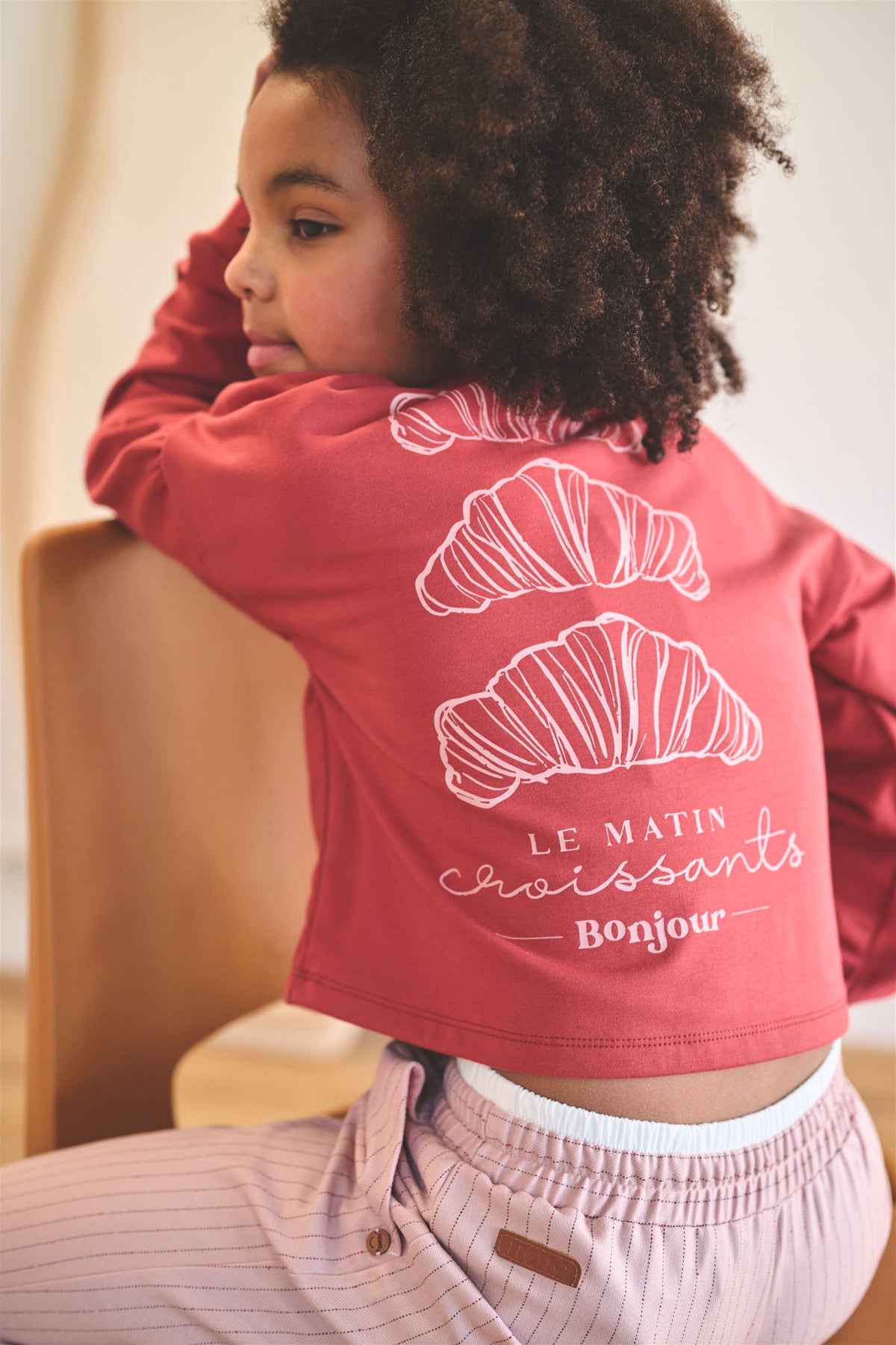 Kuya soft furry cropped sweater Croissant print